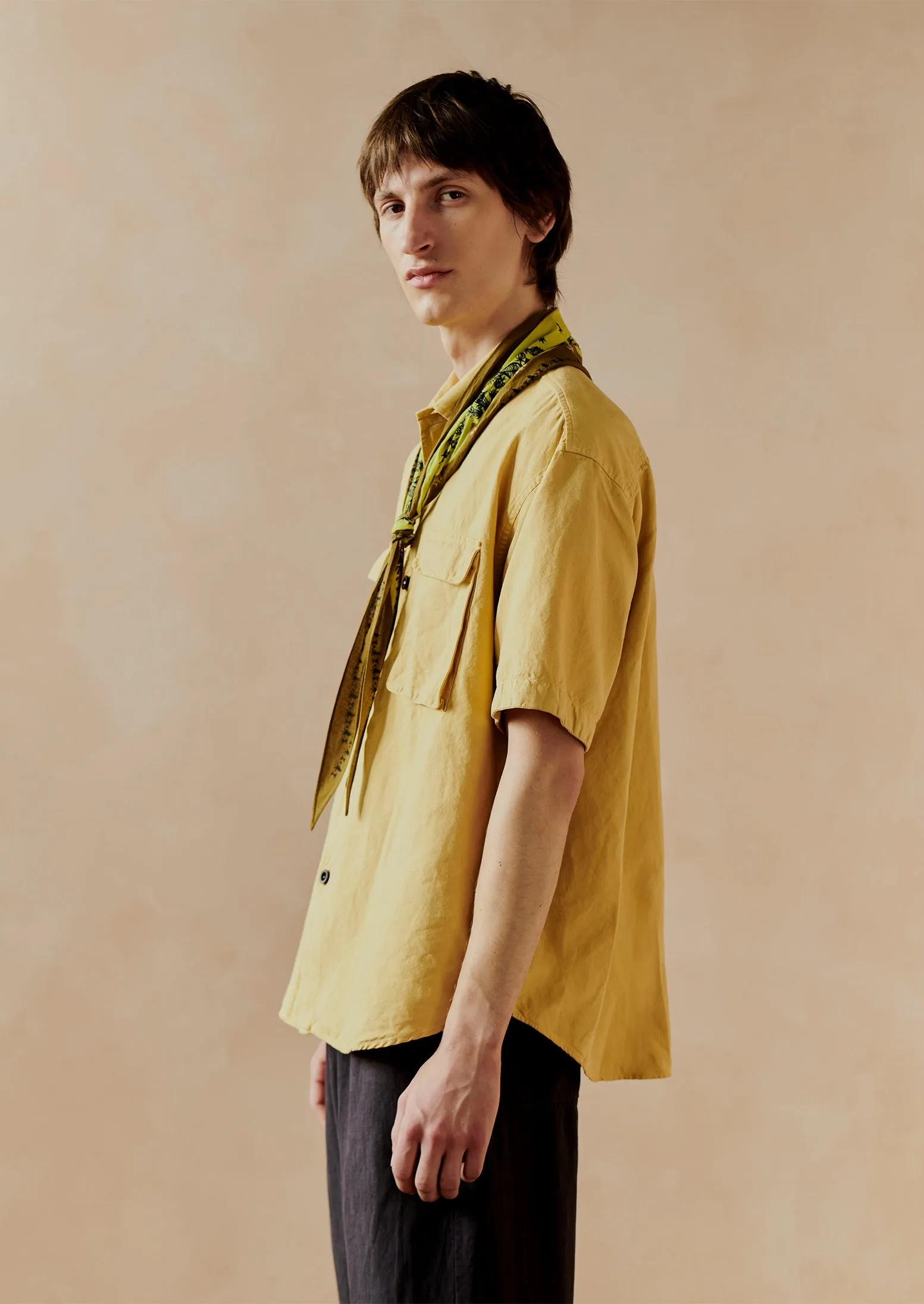 Dropped Shoulder Cotton Linen Shirt | Soft Yellow sold by TOAST product image thumbnail 3
