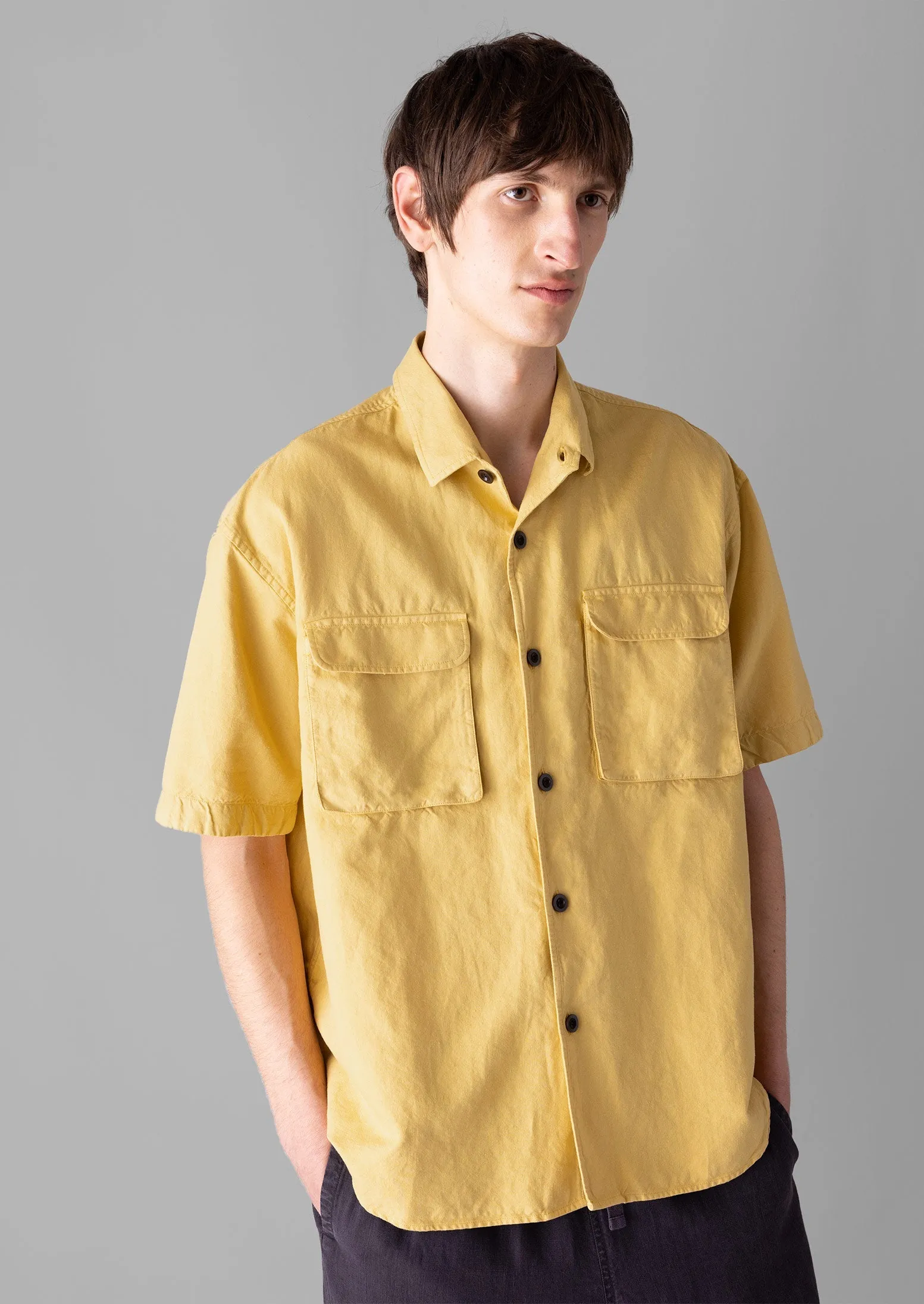 Dropped Shoulder Cotton Linen Shirt | Soft Yellow sold by TOAST product image thumbnail 5