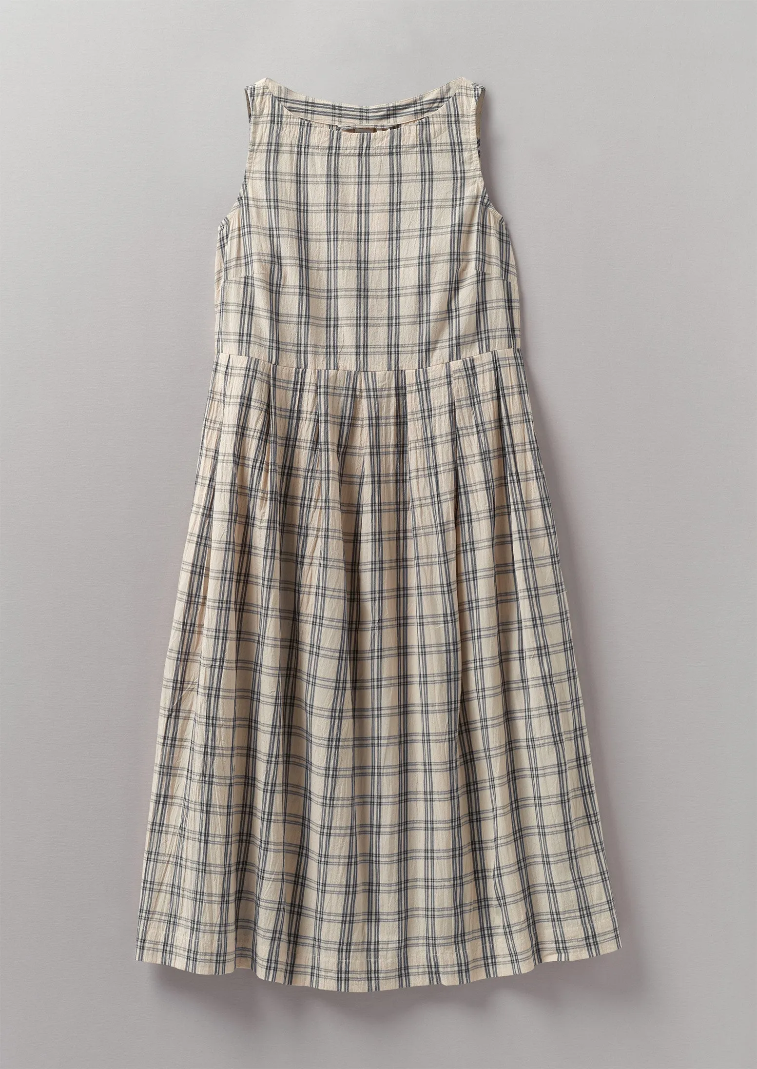 Iku Check Cotton Dress | Sand sold by TOAST