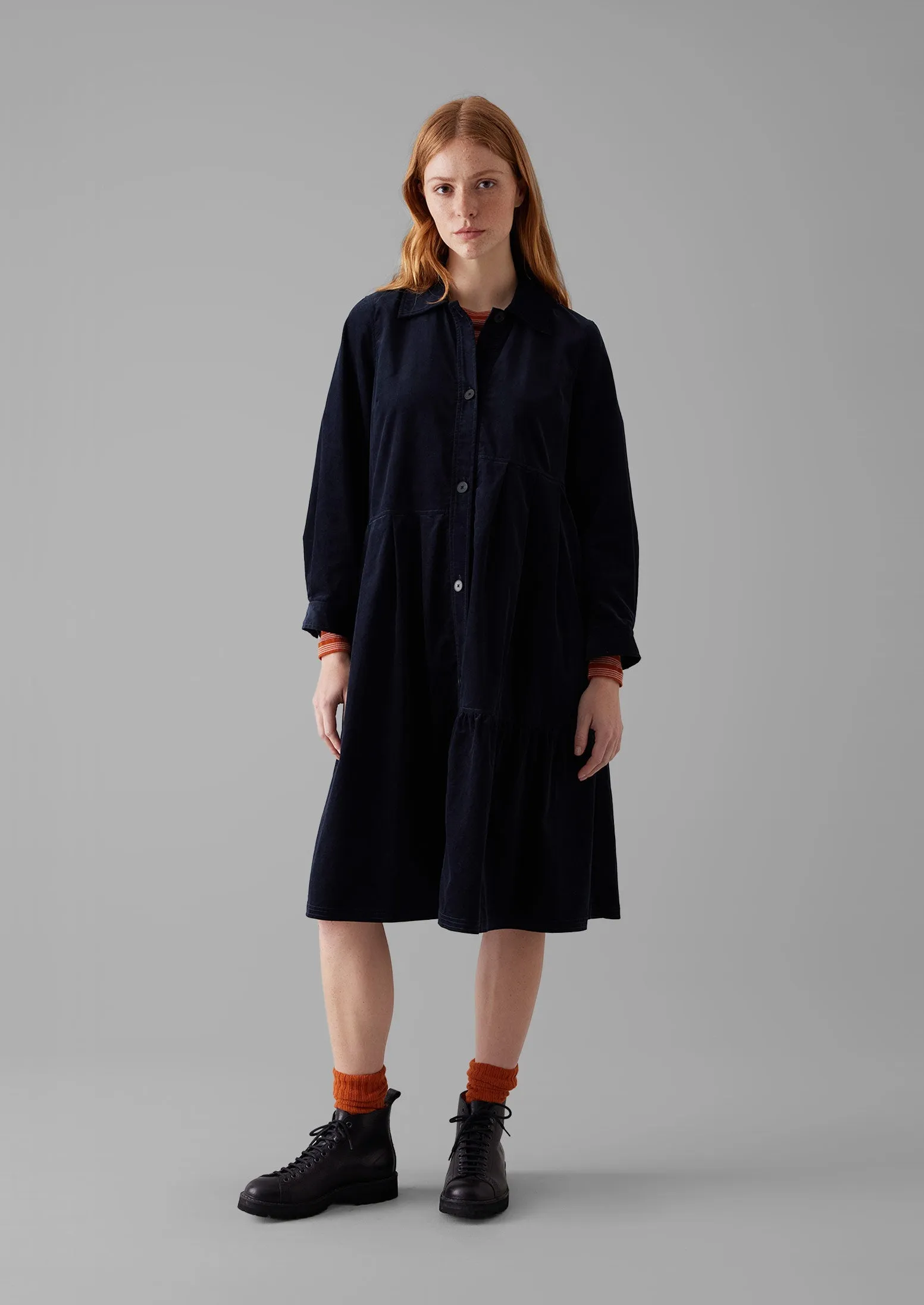 Panelled Needlecord Dress | Navy sold by TOAST product image thumbnail 2