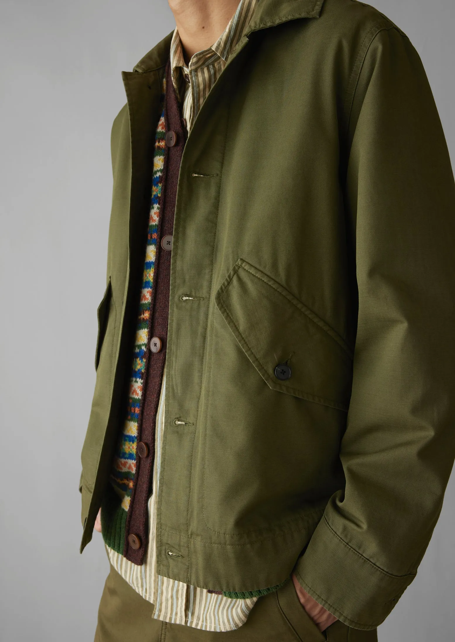 Garment Dyed Organic Cotton Coach Jacket | Artichoke sold by TOAST product image thumbnail 5