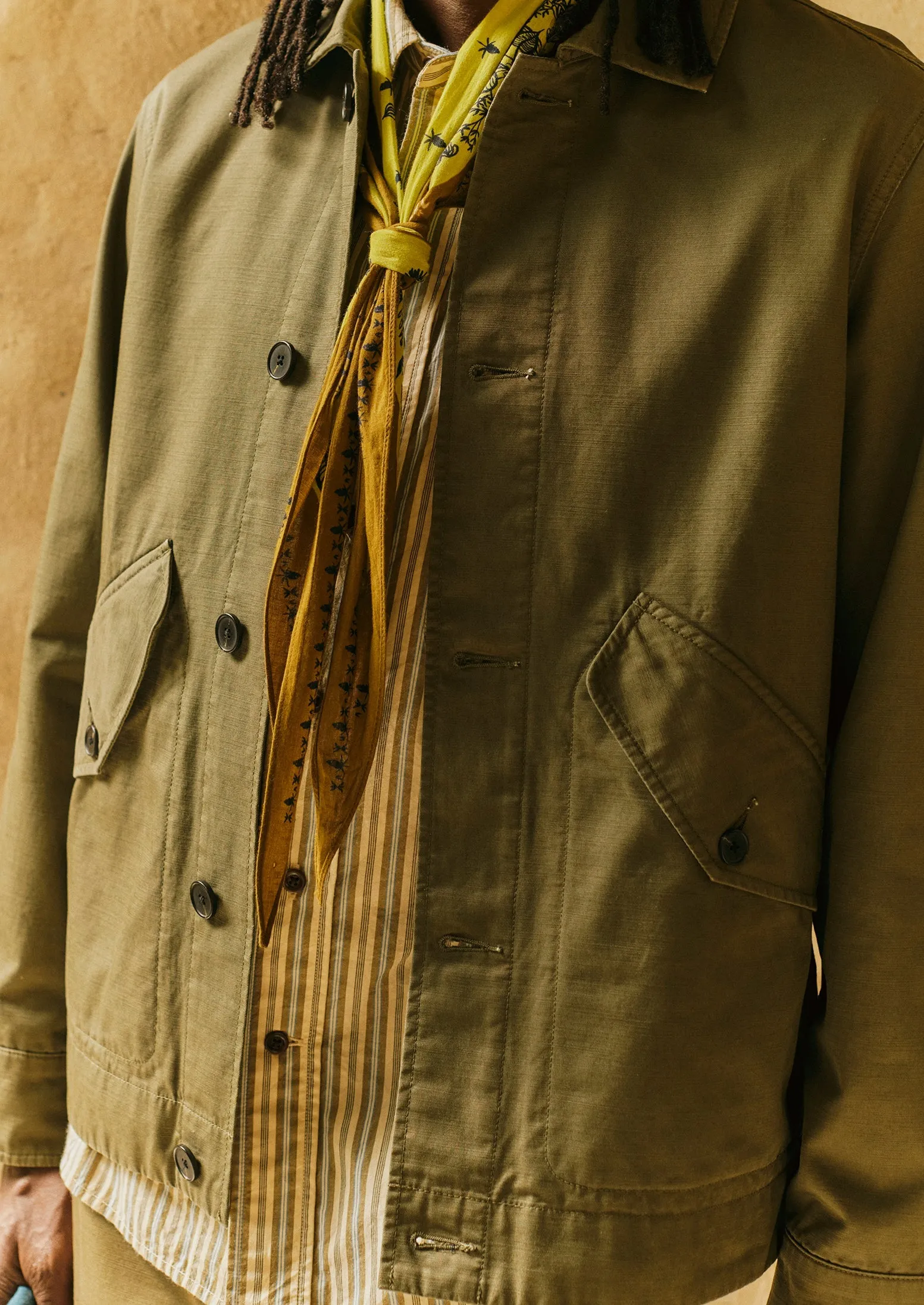 Garment Dyed Organic Cotton Coach Jacket | Artichoke sold by TOAST product image thumbnail 2