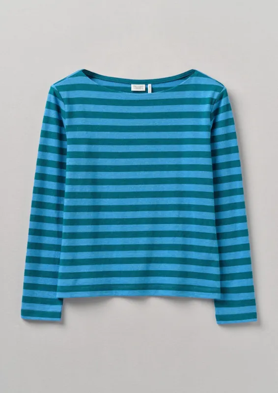 Stripe Soft Cotton Long Sleeve Tee | Blue/Teal sold by TOAST