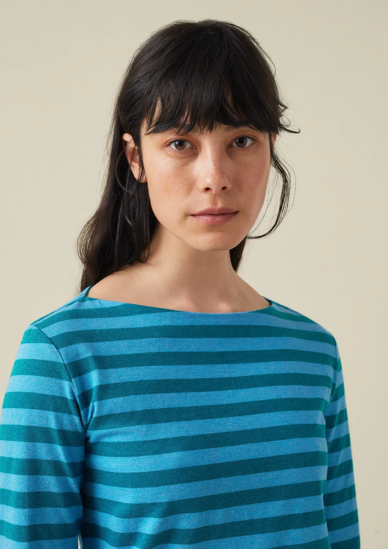 Stripe Soft Cotton Long Sleeve Tee | Blue/Teal sold by TOAST product image thumbnail 2