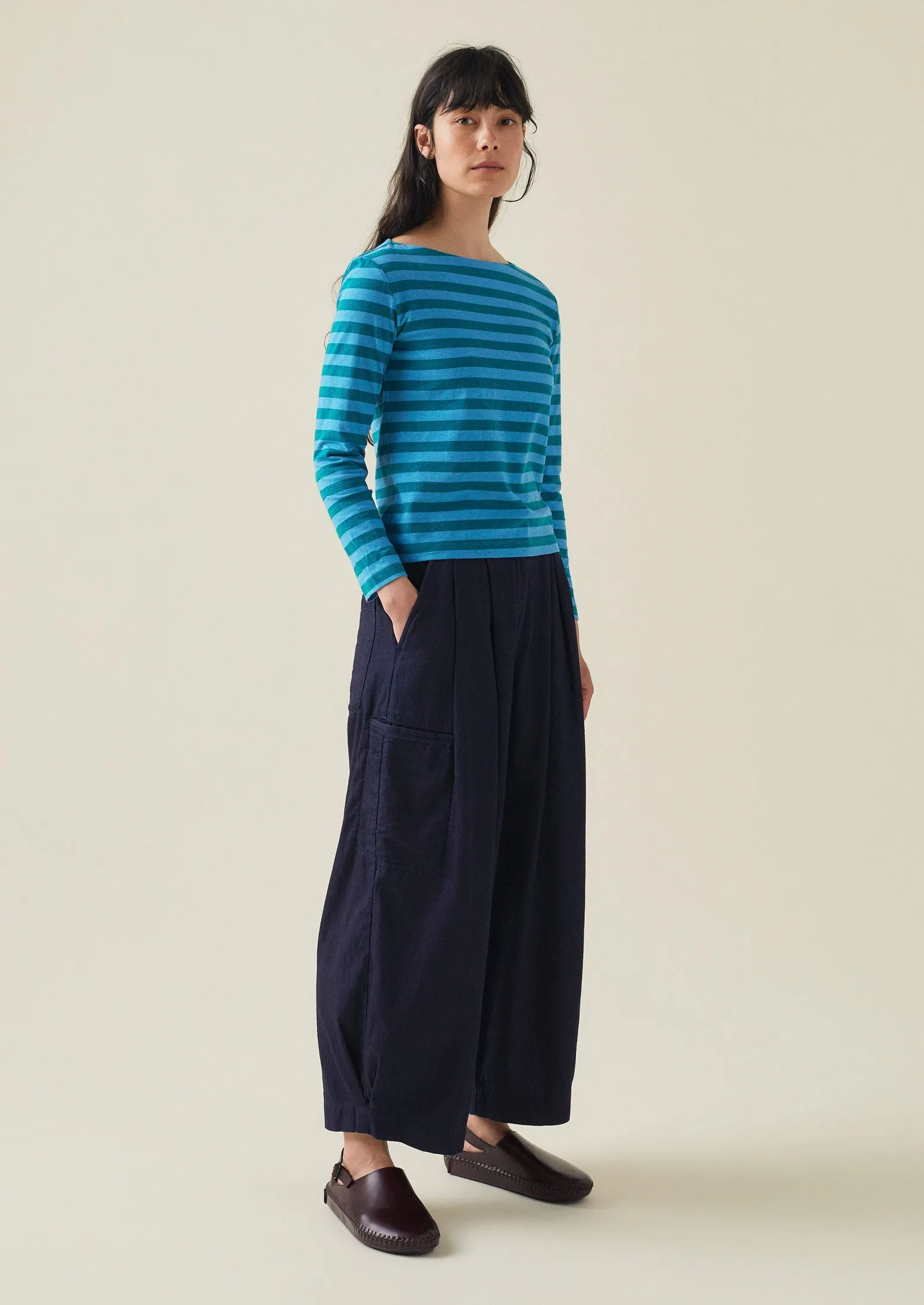 Stripe Soft Cotton Long Sleeve Tee | Blue/Teal sold by TOAST product image thumbnail 3