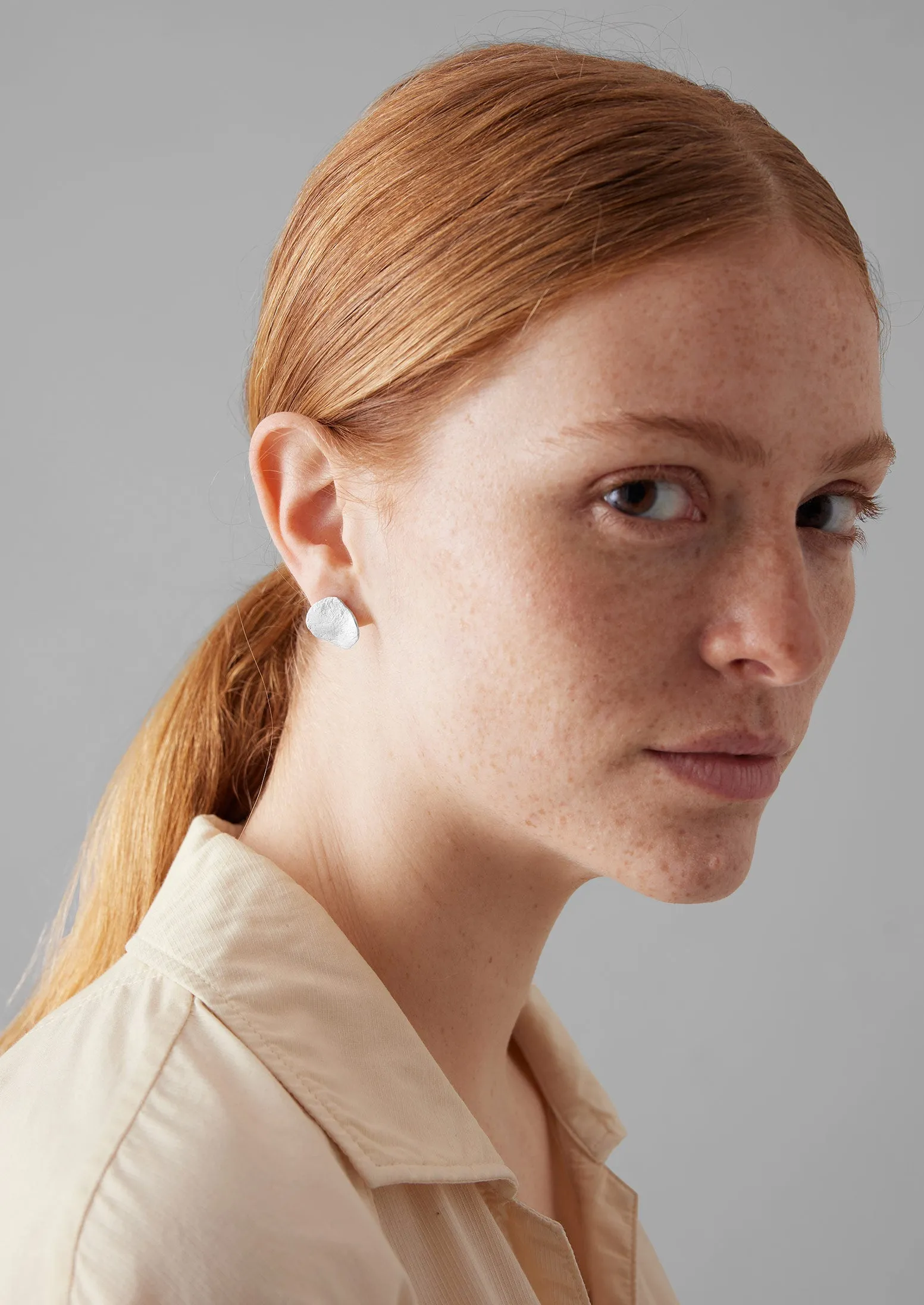 Emily Nixon Flat Rock Stud Earrings | Silver sold by TOAST product image thumbnail 2