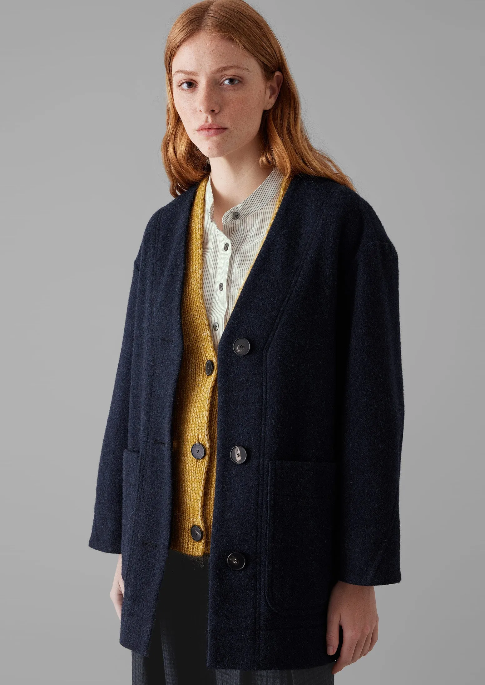 Boiled Wool Short Coat | Navy sold by TOAST product image thumbnail 4