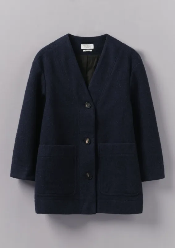 Boiled Wool Short Coat | Navy sold by TOAST