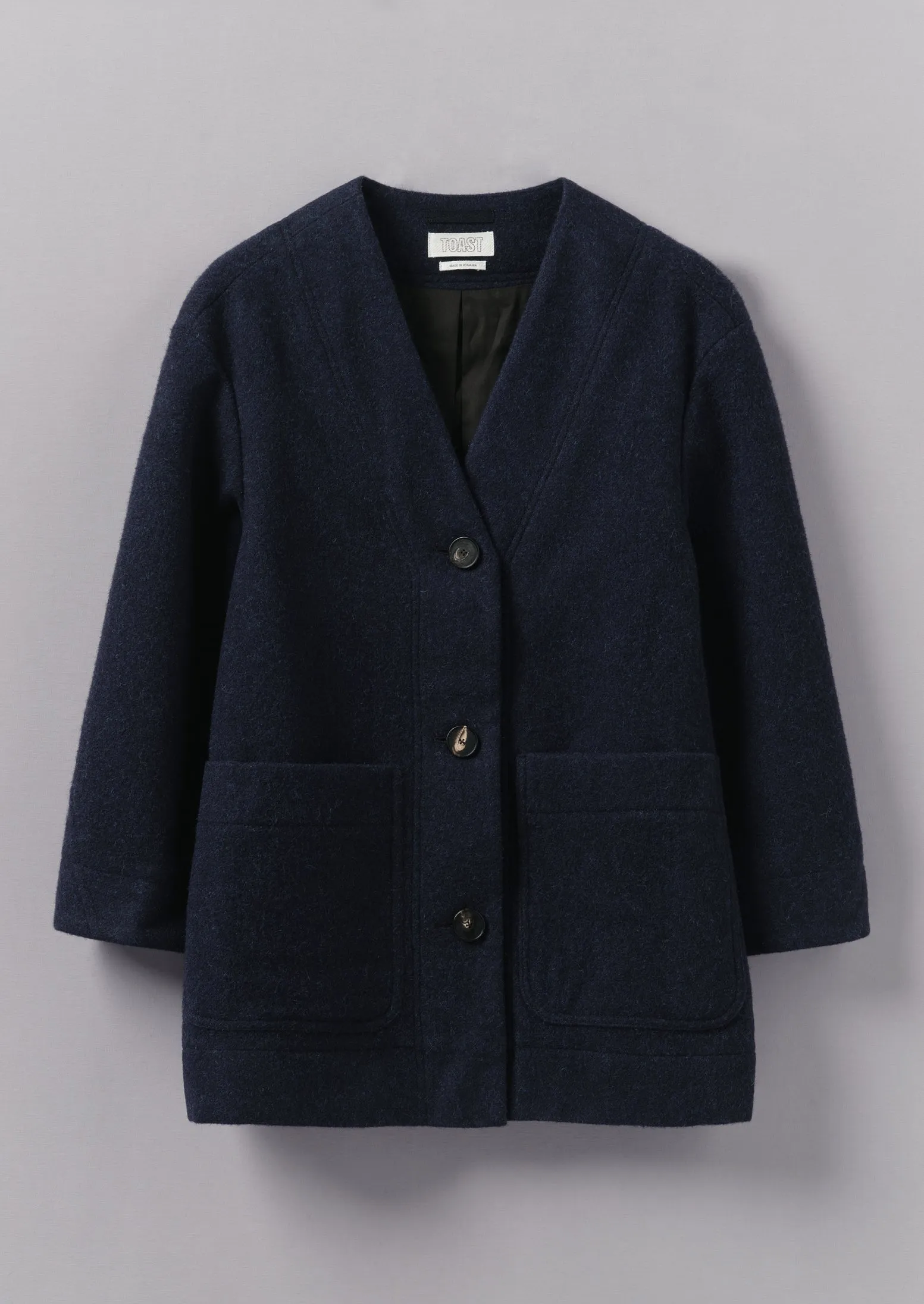 Boiled Wool Short Coat | Navy sold by TOAST