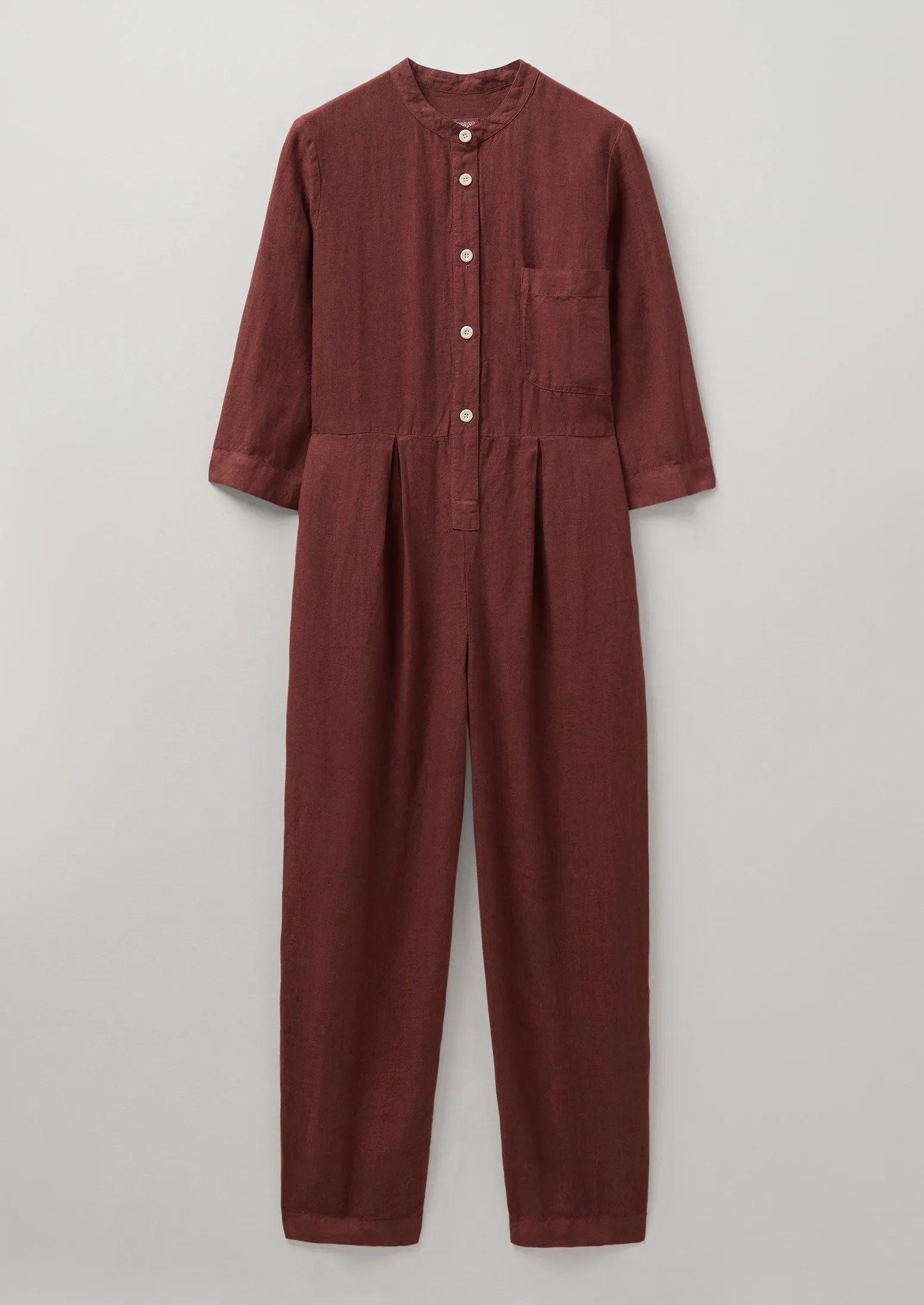 Garment Dyed Linen Jumpsuit | Bitter Chocolate sold by TOAST