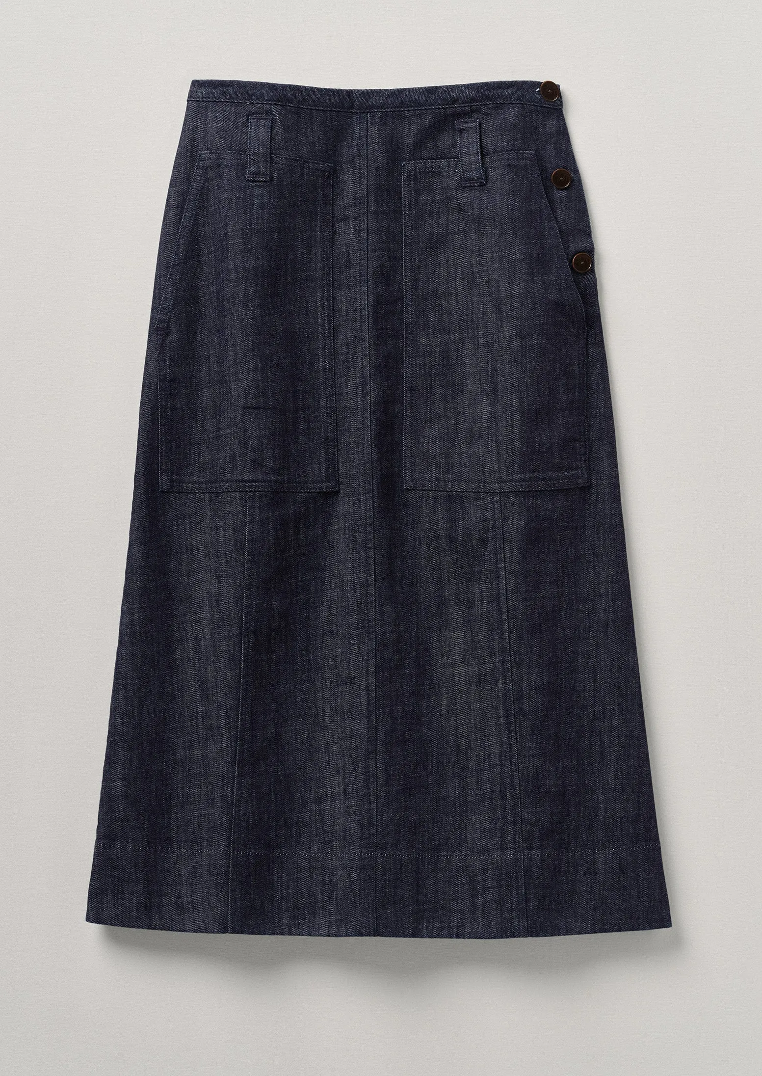 Patch Pocket Organic Indigo Denim Skirt | Indigo sold by TOAST