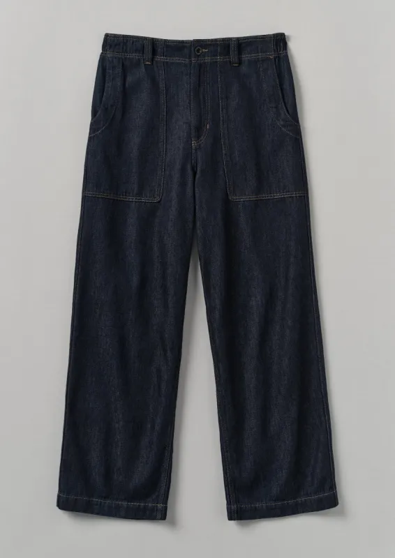 Cotton Hemp Denim Cargo Trousers | Indigo sold by TOAST