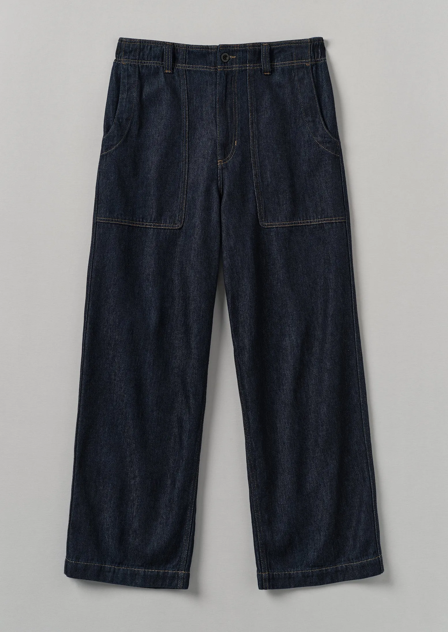 Cotton Hemp Denim Cargo Trousers | Indigo sold by TOAST