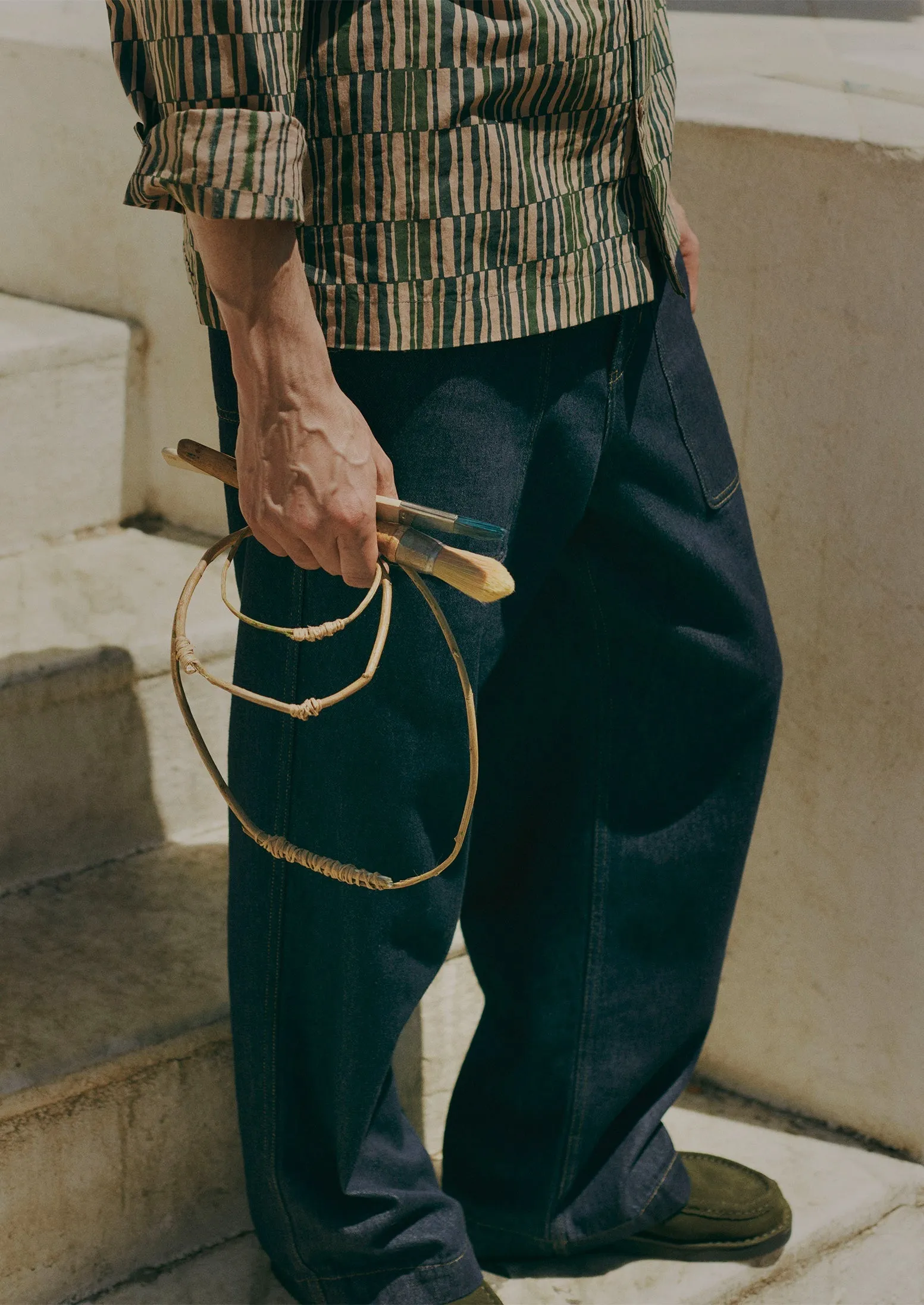 Cotton Hemp Denim Cargo Trousers | Indigo sold by TOAST product image thumbnail 2