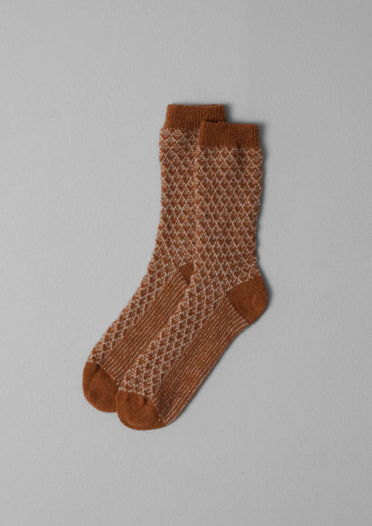 Honeycomb Stitch Wool Socks | Russet/Putty sold by TOAST