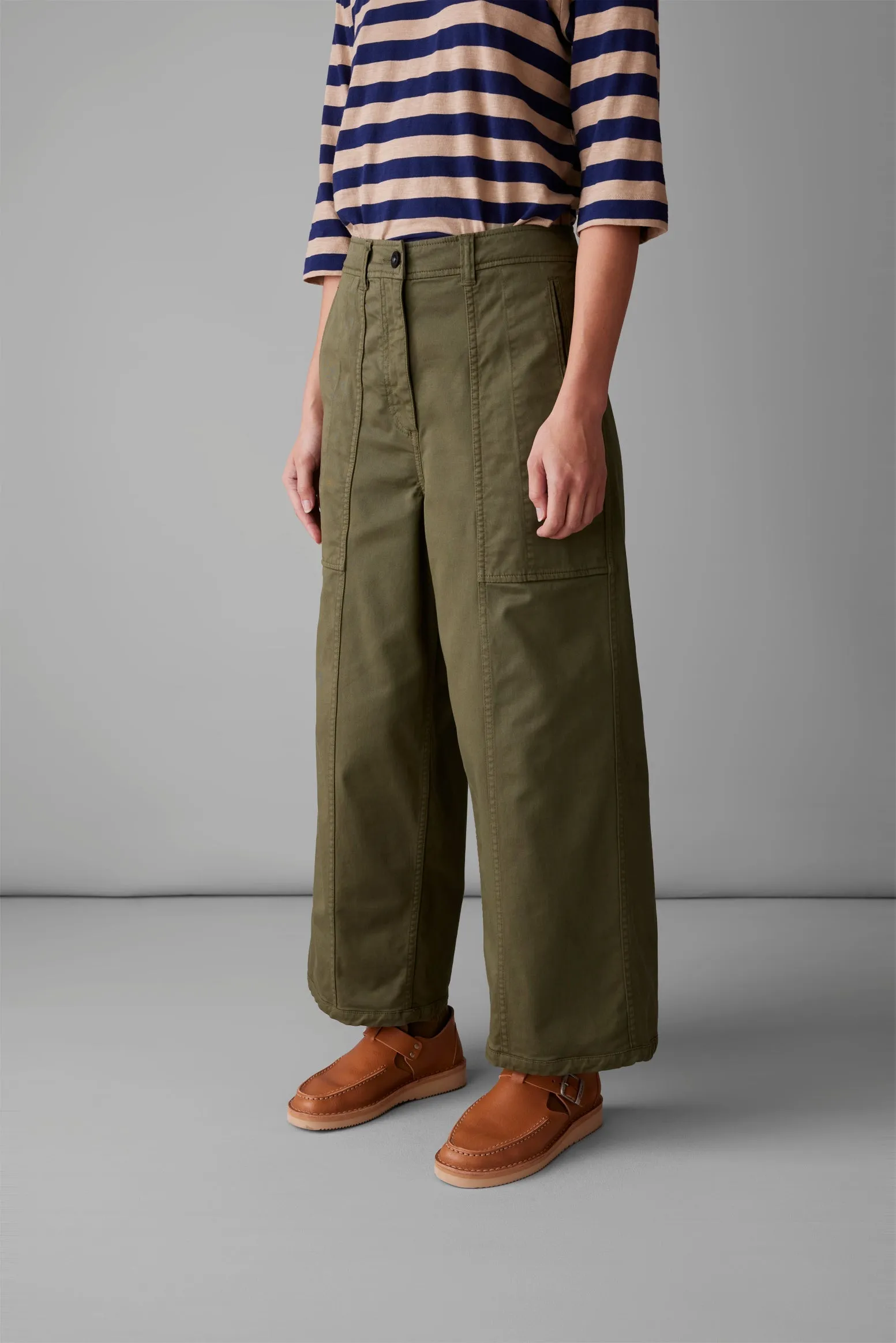 Panelled Cotton Twill Trousers | Oil Cloth sold by TOAST product image thumbnail 3