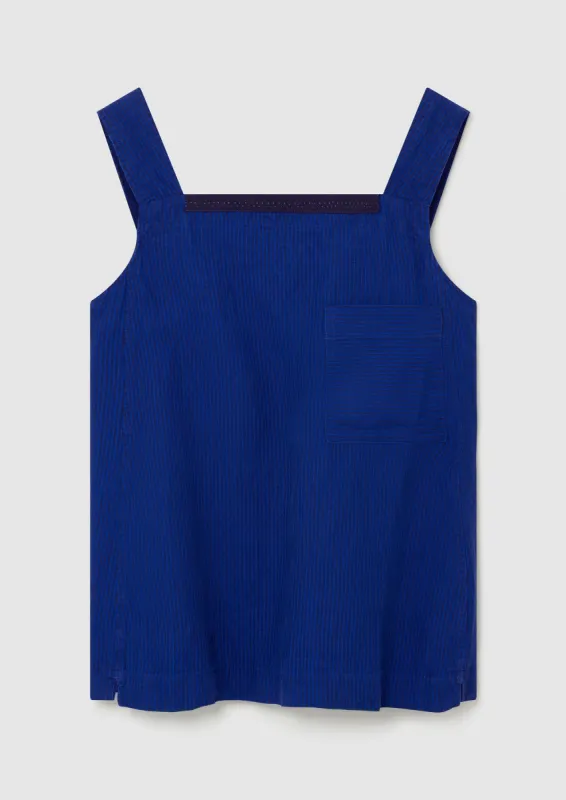 Renewed Patch Pocket Ticking Stripe Tank Top Size L | Mazarine Blue sold by TOAST