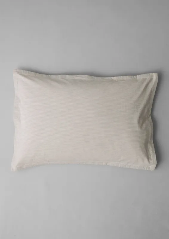 Fine Stripe Organic Cotton Oxford Pillowcase Set | Ecru/Smoke Blue sold by TOAST