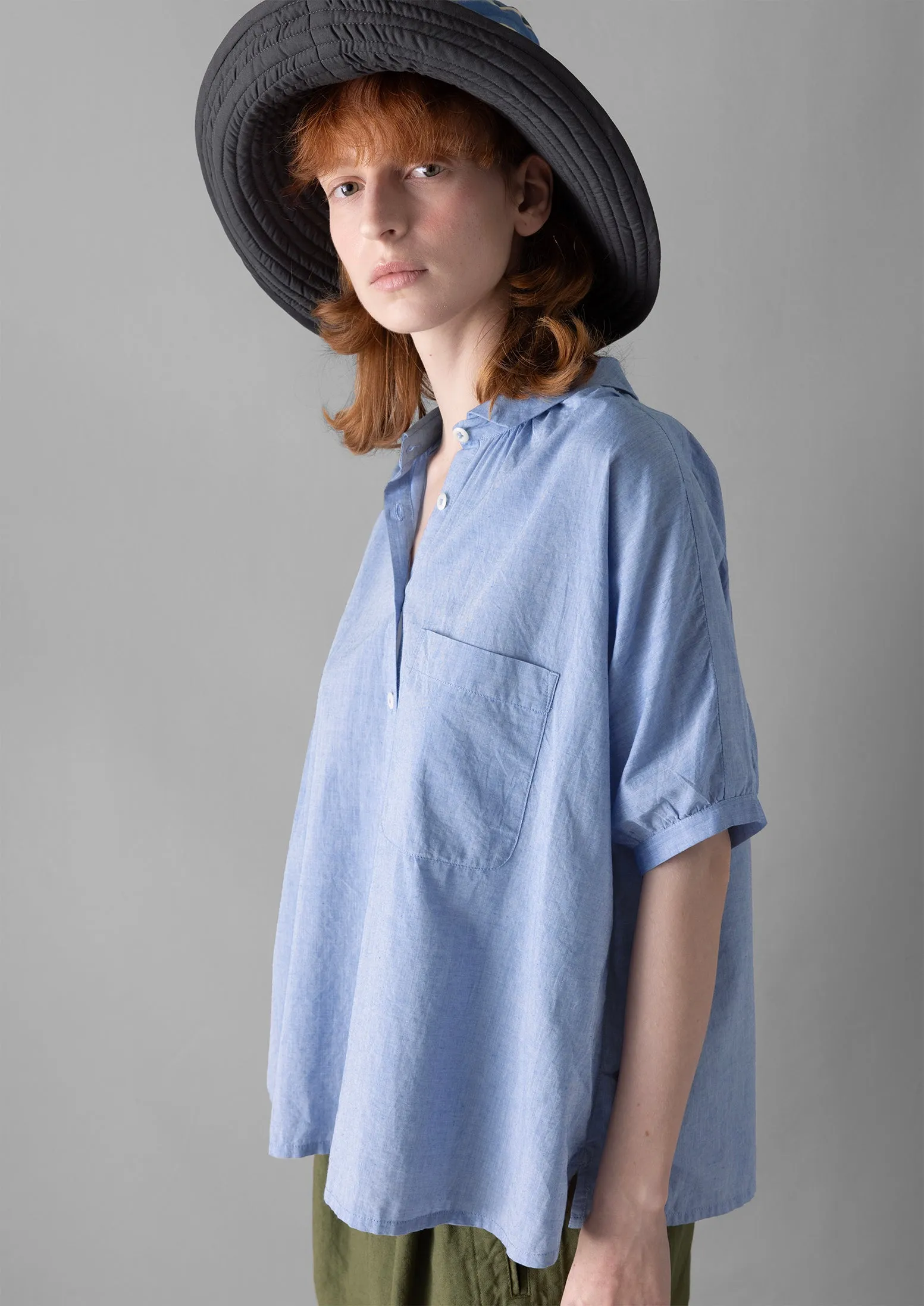 Gathered Cotton Chambray Shirt | Chambray sold by TOAST product image thumbnail 2