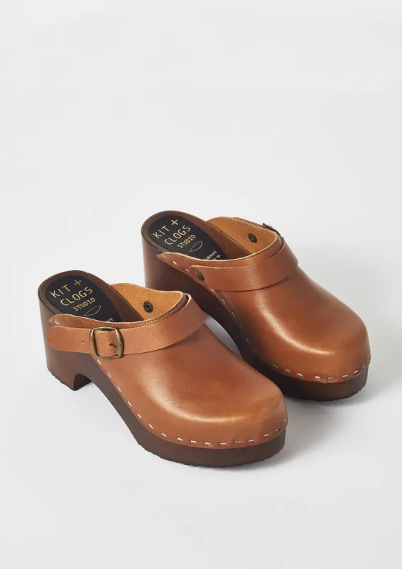 Kit and Clogs Studio Leather Platform Clogs | Tan sold by TOAST