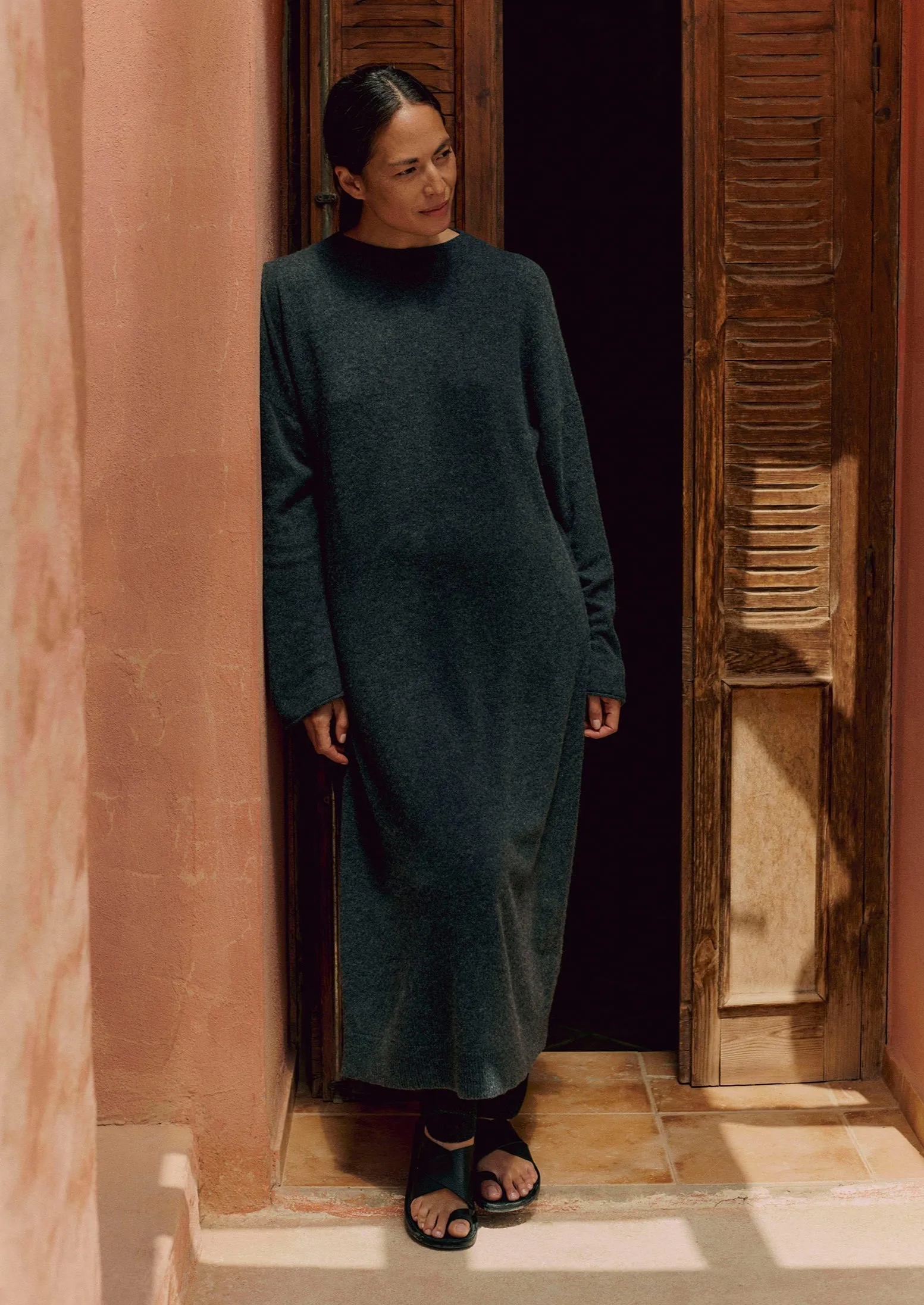 Wool Cashmere Jumper Dress | Charcoal Melange sold by TOAST product image thumbnail 2