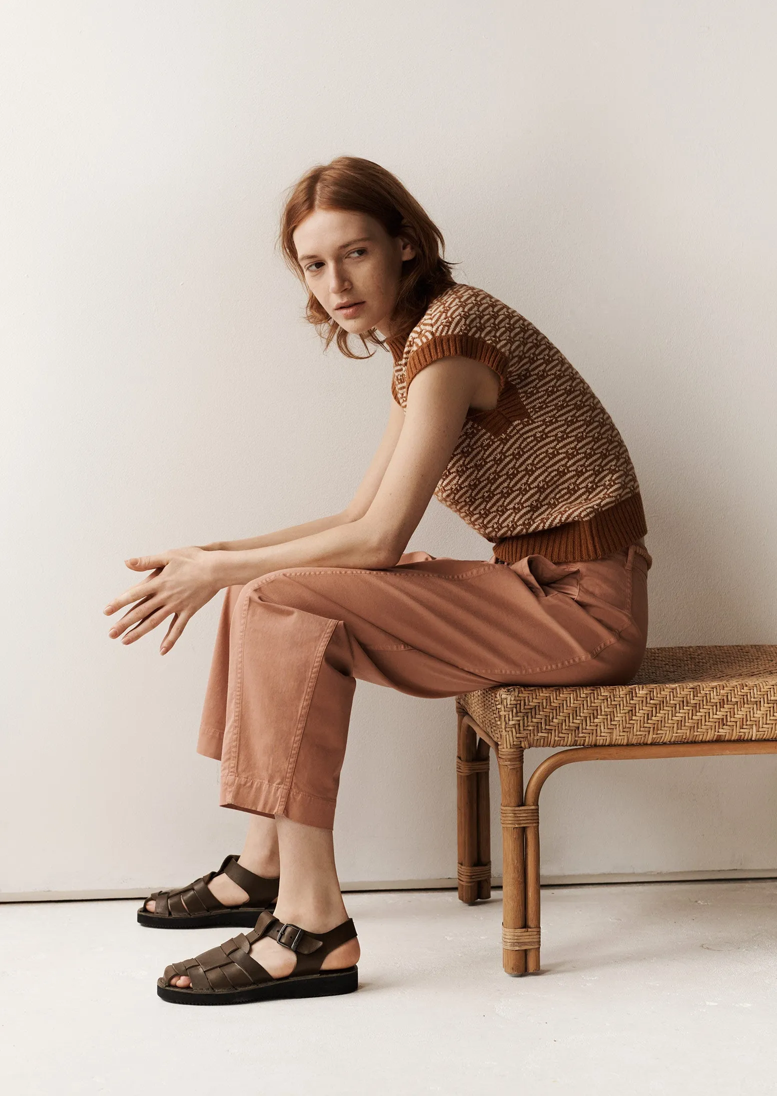 Kathe Flat Front Cotton Twill Trousers | Madder Rose sold by TOAST product image thumbnail 2