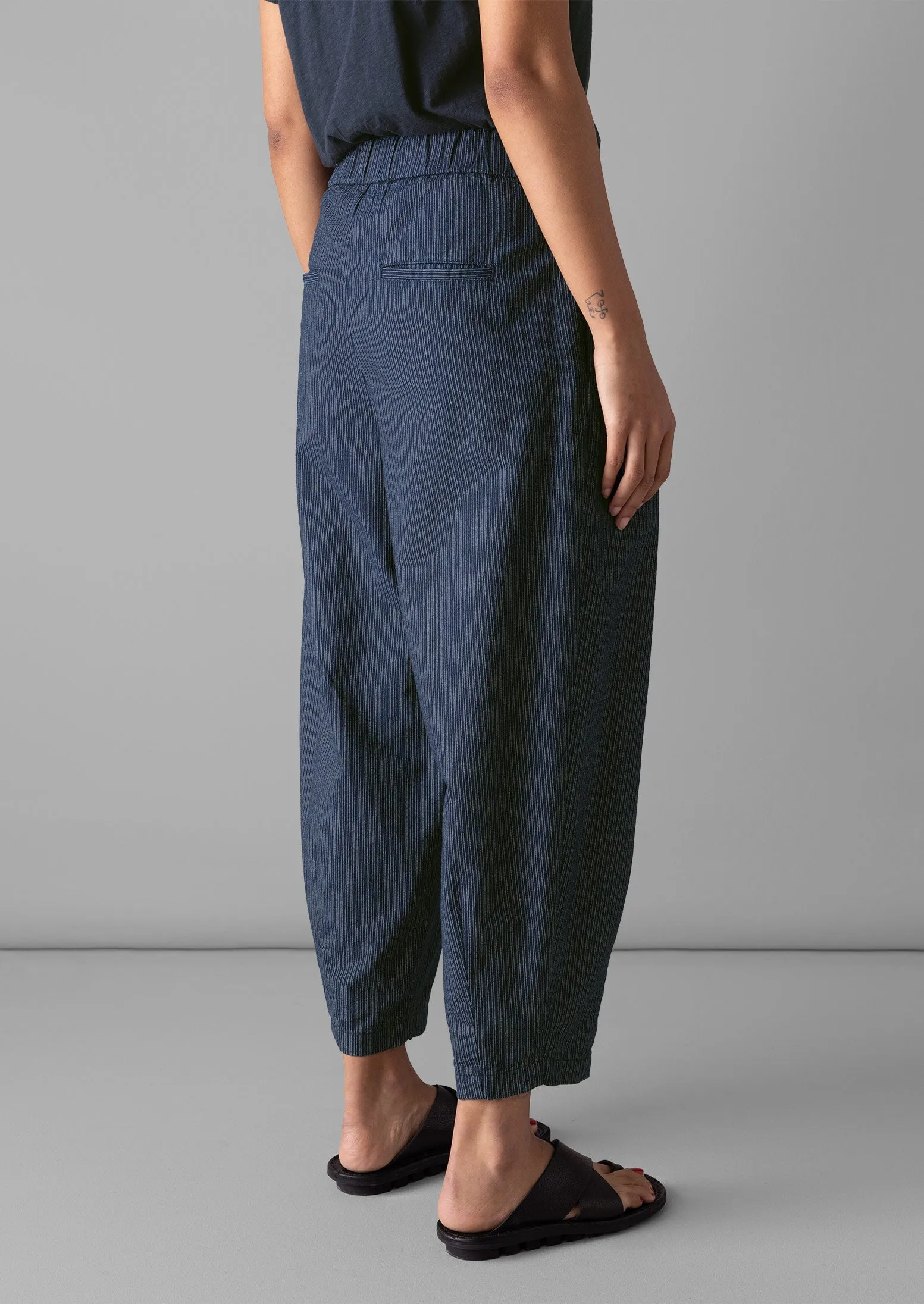 Bronwen Stripe Cotton Trousers | Navy/Ecru sold by TOAST product image thumbnail 5