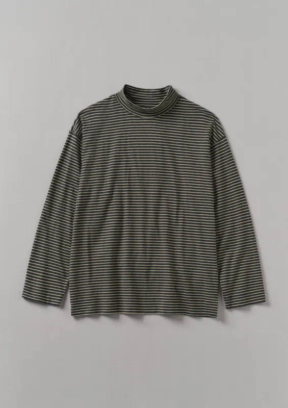 Stripe Cotton Jersey Long Sleeve Tee | Grey/Sand sold by TOAST