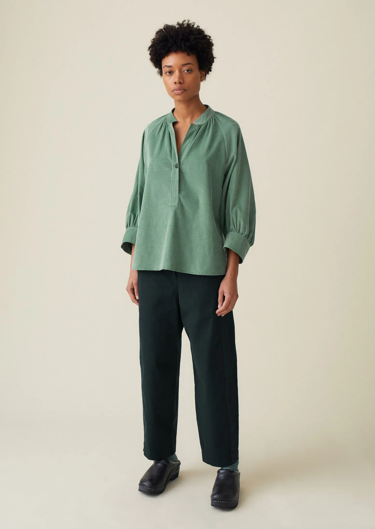 Organic Needlecord Raglan Shirt | Thorn Green sold by TOAST product image thumbnail 3