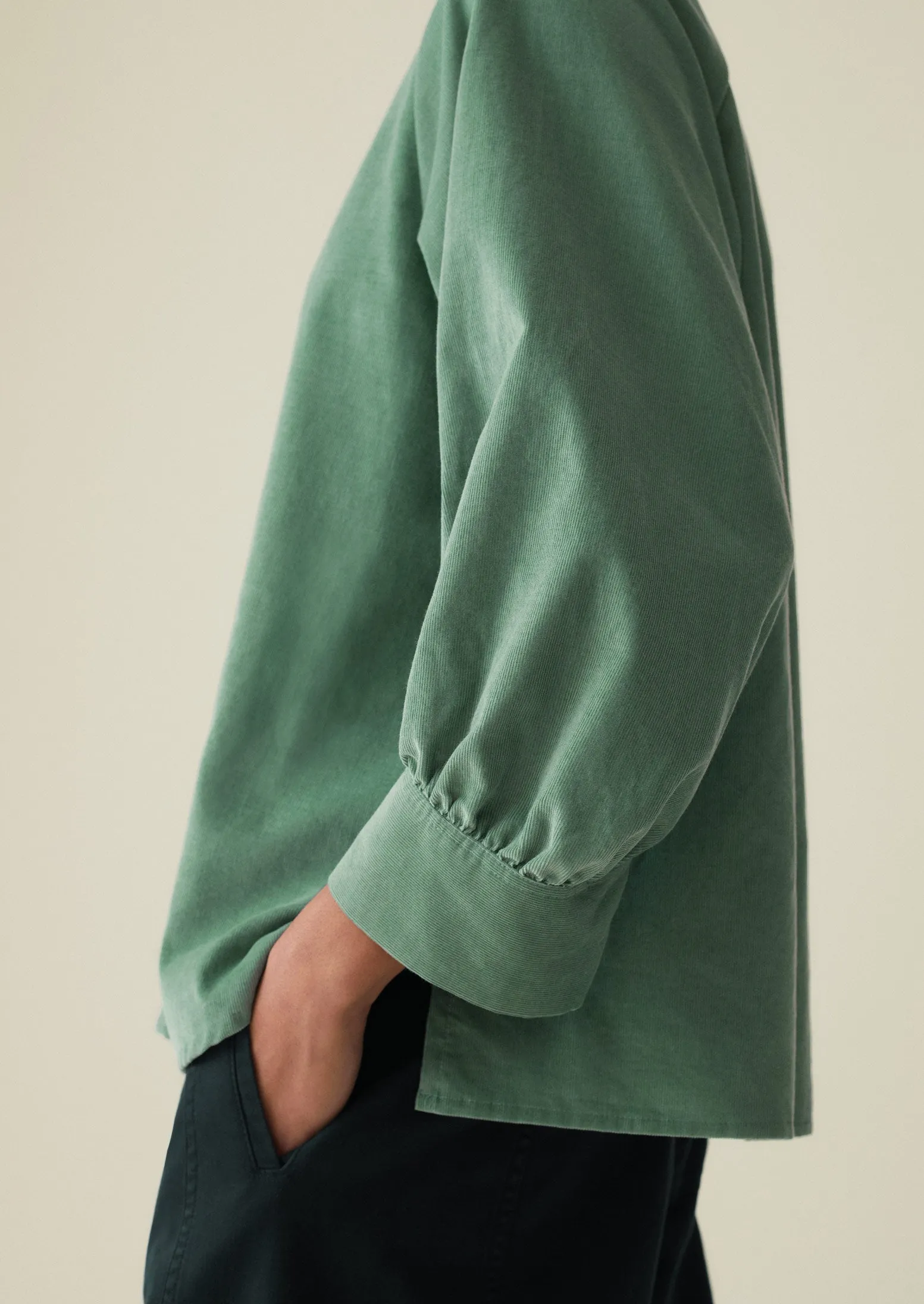 Organic Needlecord Raglan Shirt | Thorn Green sold by TOAST product image thumbnail 4