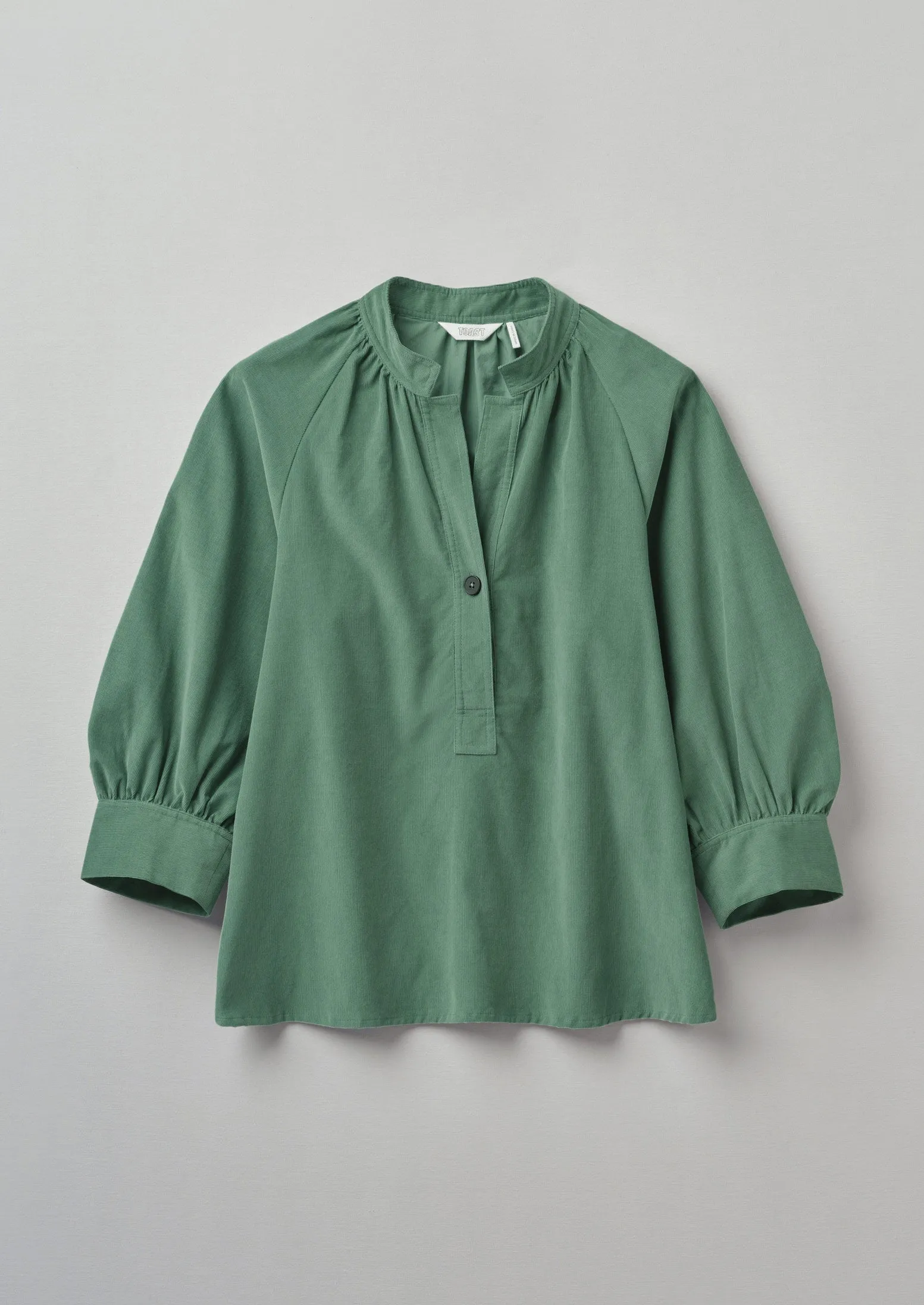Organic Needlecord Raglan Shirt | Thorn Green sold by TOAST