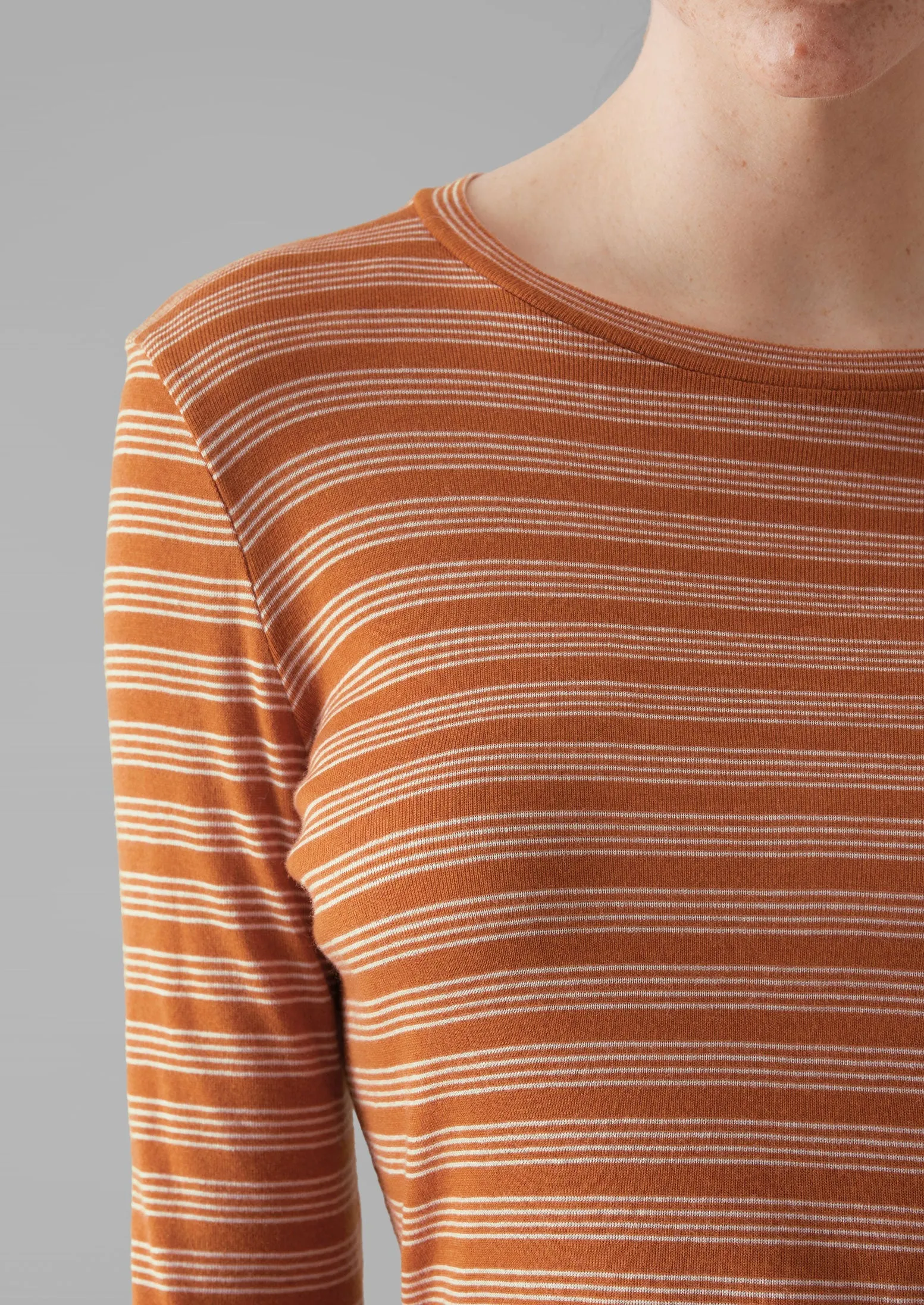 Agnes Stripe Wool Lyocell Tee | Bauxite Orange/Mauve sold by TOAST product image thumbnail 3