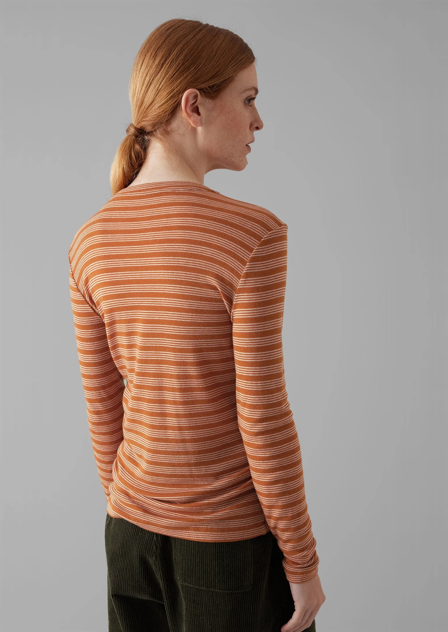 Agnes Stripe Wool Lyocell Tee | Bauxite Orange/Mauve sold by TOAST product image thumbnail 4