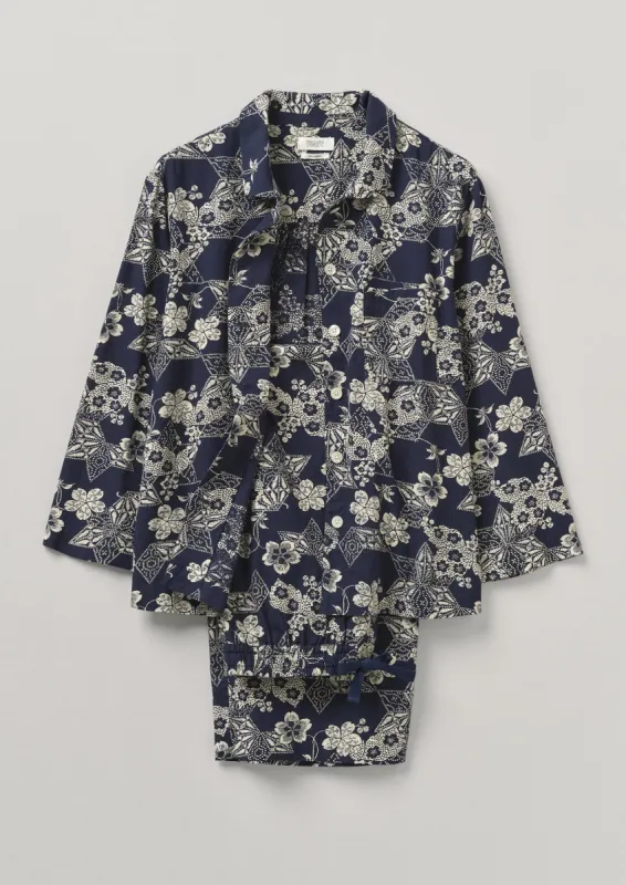 Floral Star Organic Cotton Pyjamas | Evening Blue sold by TOAST