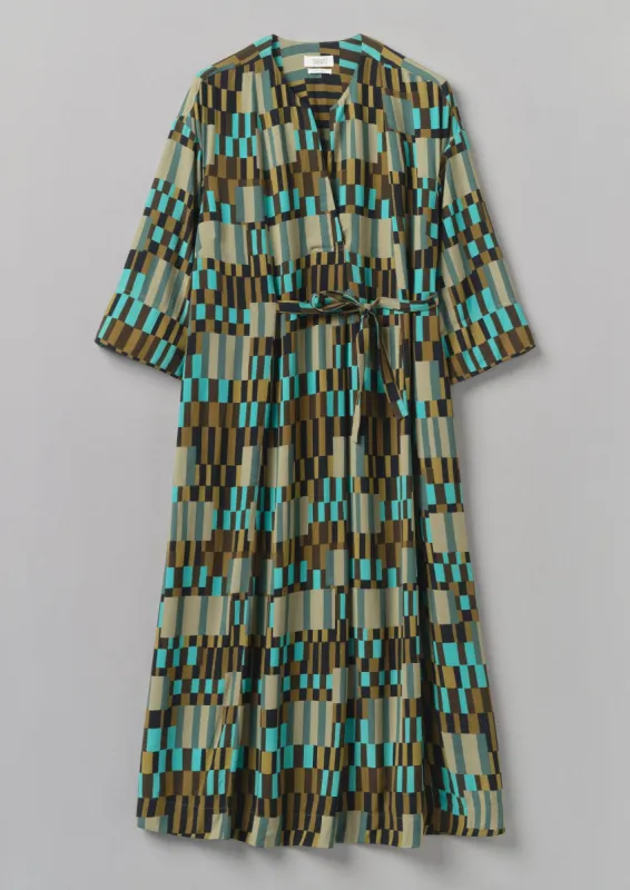 Irregular Check Print Tie Front Dress | Olive/Mint sold by TOAST