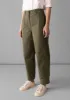 Kathe Flat Front Cotton Twill Trousers | Dark Pear sold by TOAST