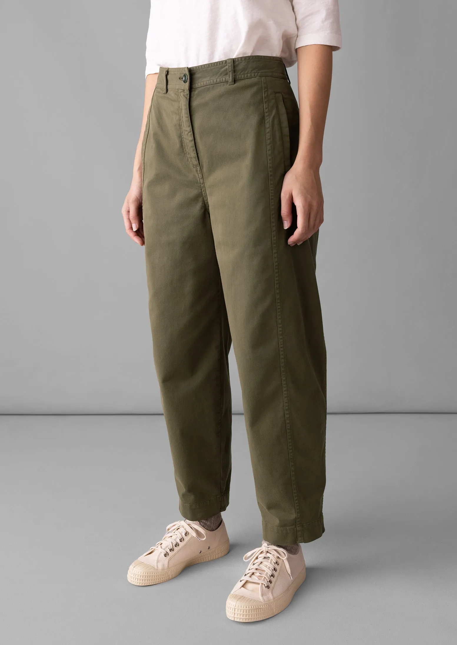 Kathe Flat Front Cotton Twill Trousers | Dark Pear sold by TOAST product image thumbnail 2