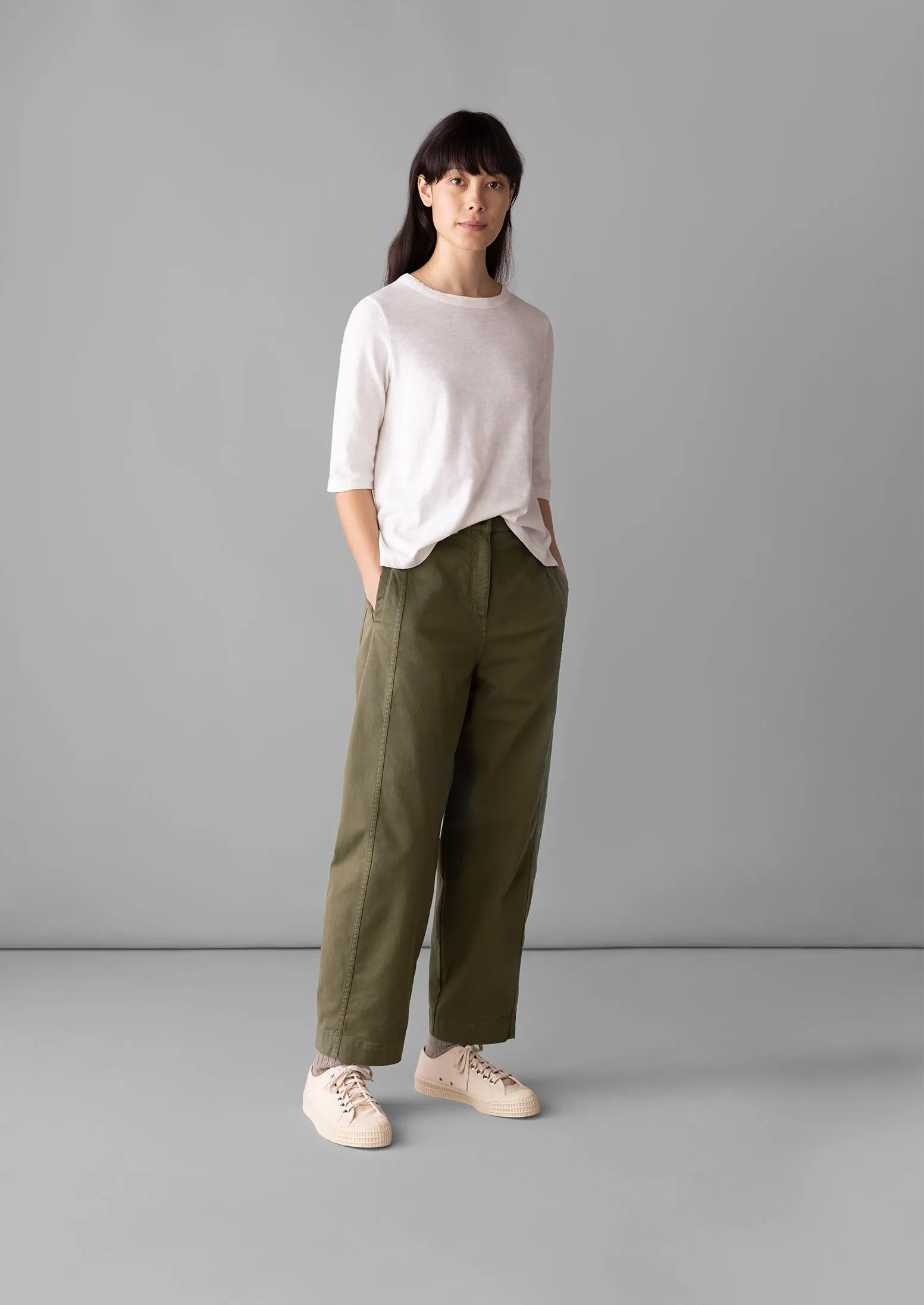 Kathe Flat Front Cotton Twill Trousers | Dark Pear sold by TOAST product image thumbnail 3