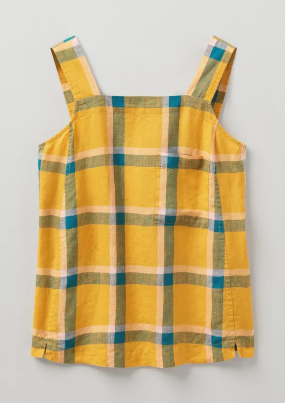 Broad Check Linen Tank Top | Ochre sold by TOAST