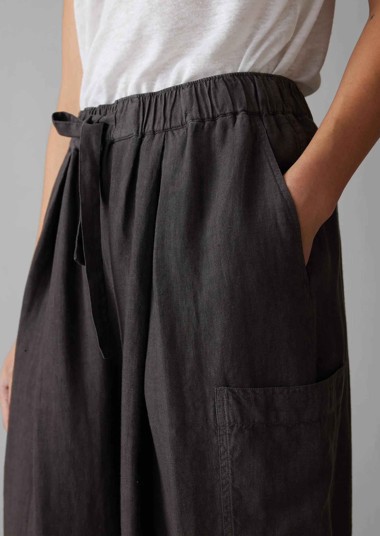 Side Pocket Garment Dyed Linen Trousers | Black Coffee sold by TOAST product image thumbnail 3