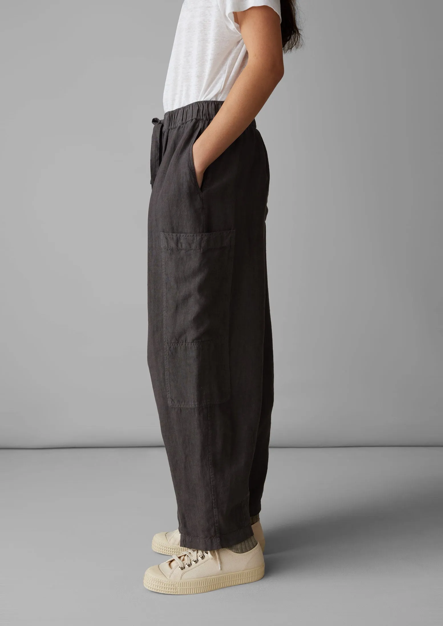 Side Pocket Garment Dyed Linen Trousers | Black Coffee sold by TOAST product image thumbnail 4