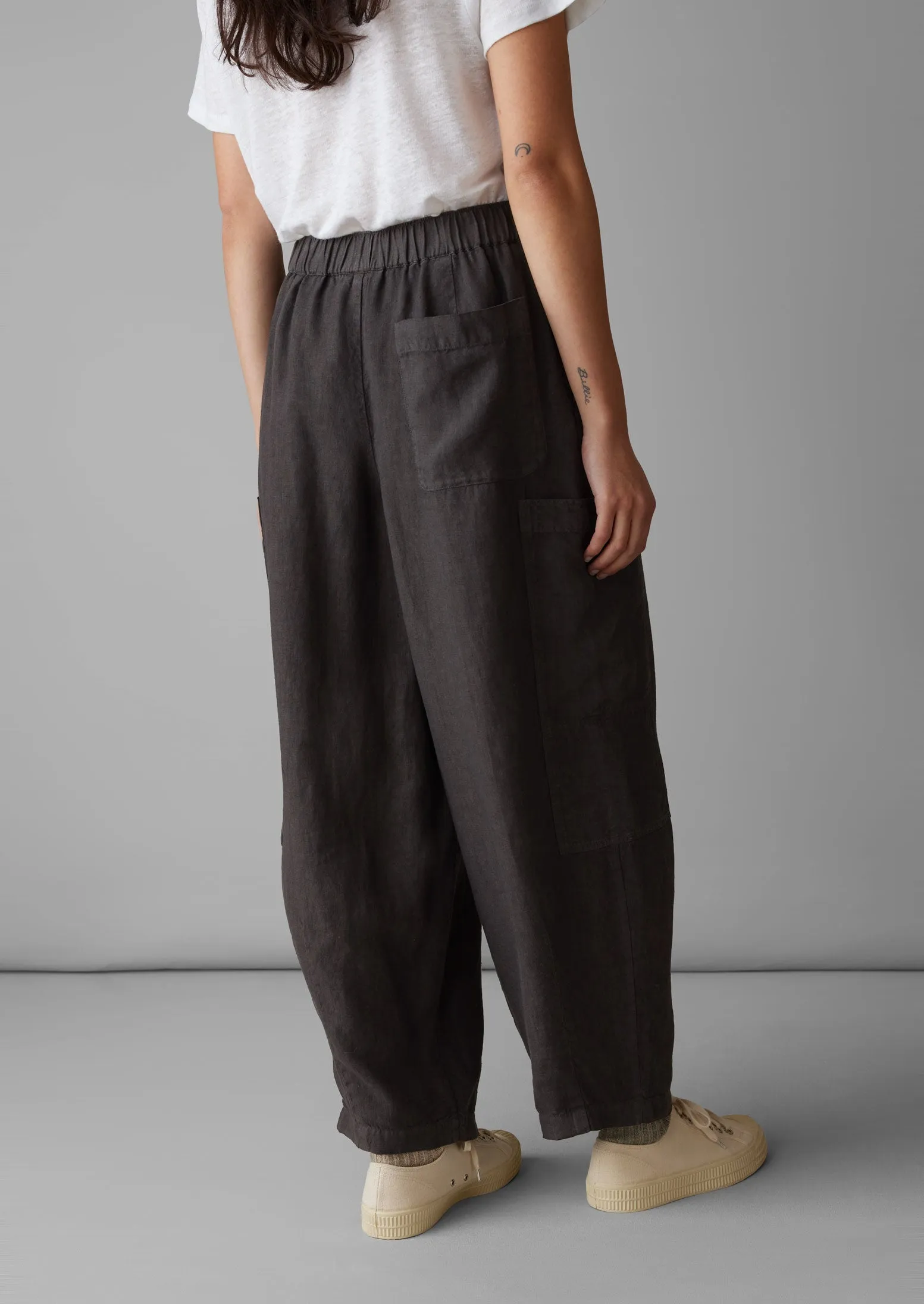Side Pocket Garment Dyed Linen Trousers | Black Coffee sold by TOAST product image thumbnail 5