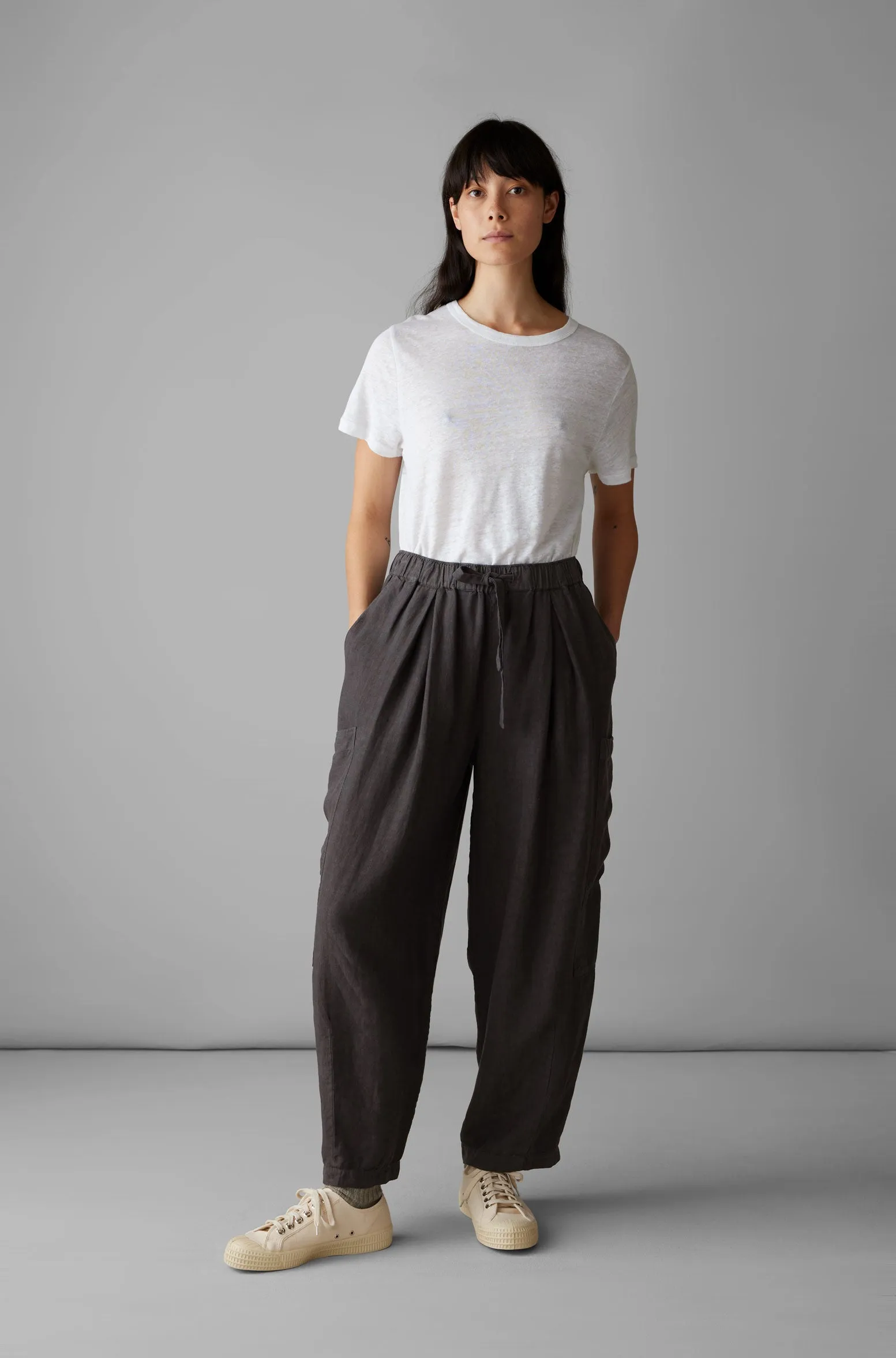 Side Pocket Garment Dyed Linen Trousers | Black Coffee sold by TOAST product image thumbnail 2