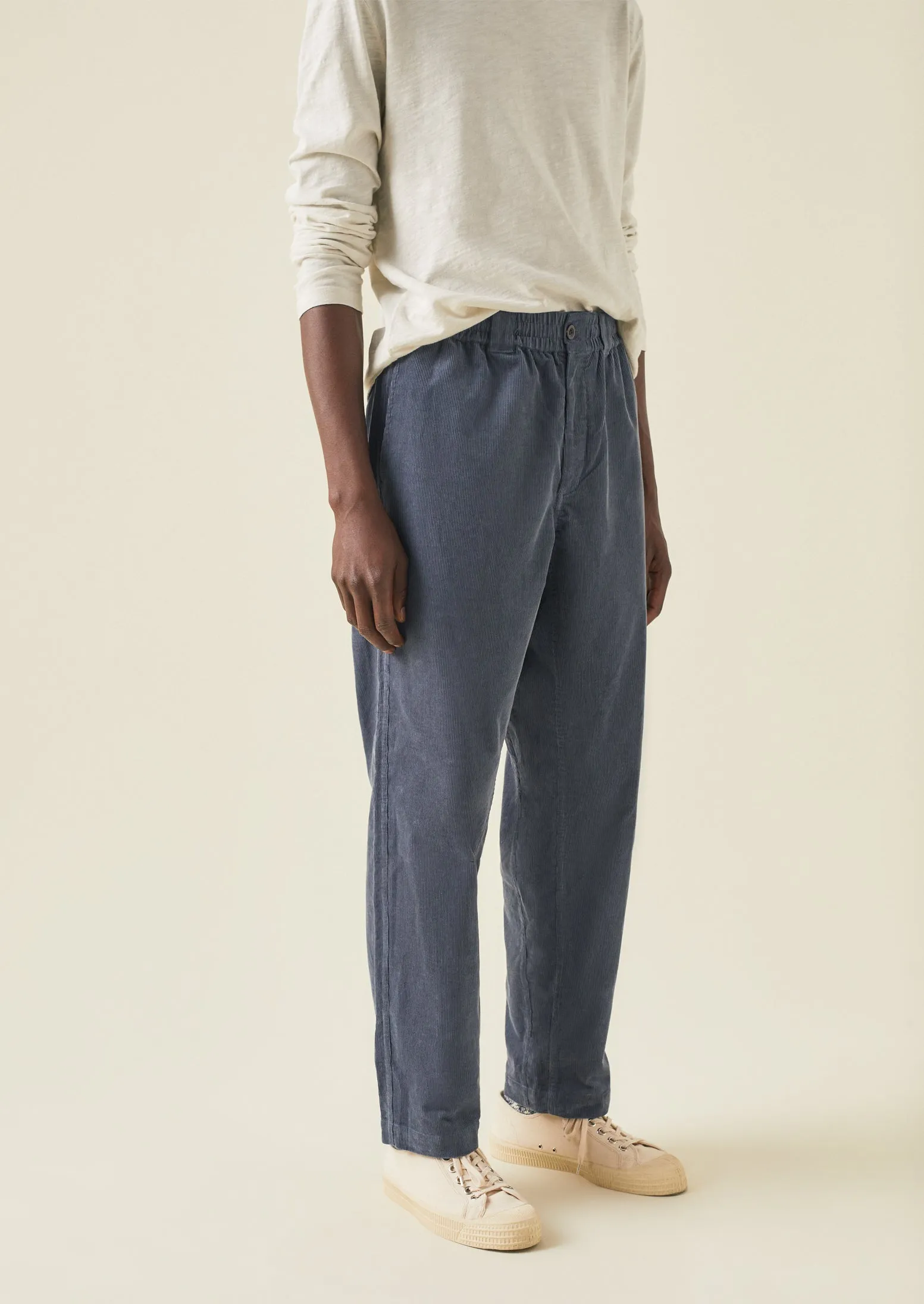 Organic Cord Drawstring Trousers | Storm Blue sold by TOAST product image thumbnail 4