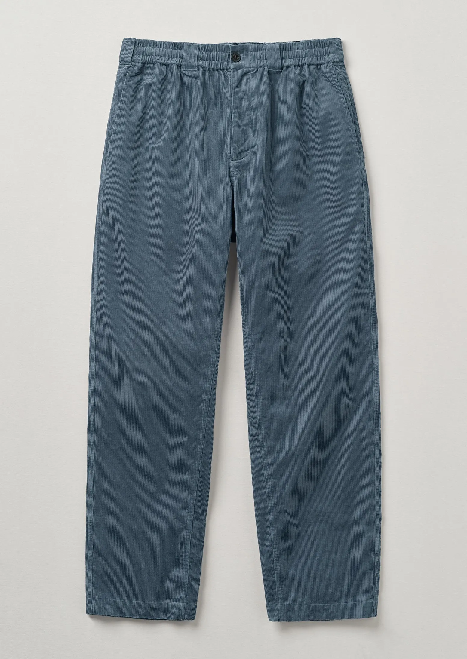 Organic Cord Drawstring Trousers | Storm Blue sold by TOAST