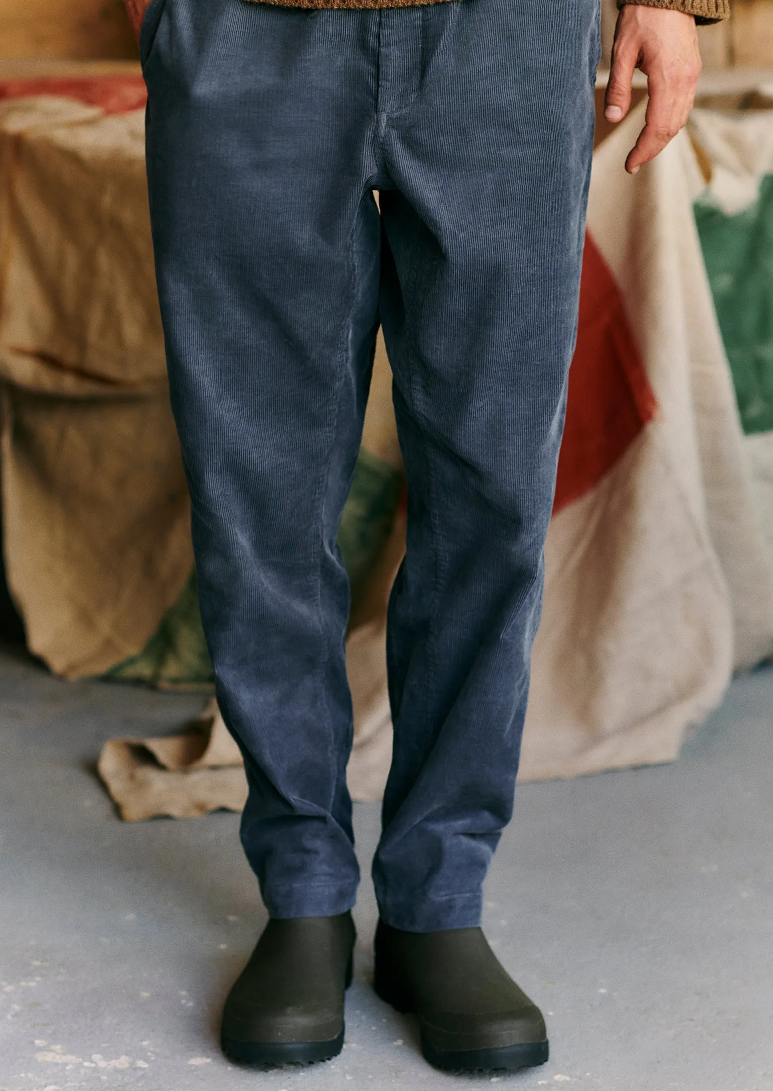Organic Cord Drawstring Trousers | Storm Blue sold by TOAST product image thumbnail 2