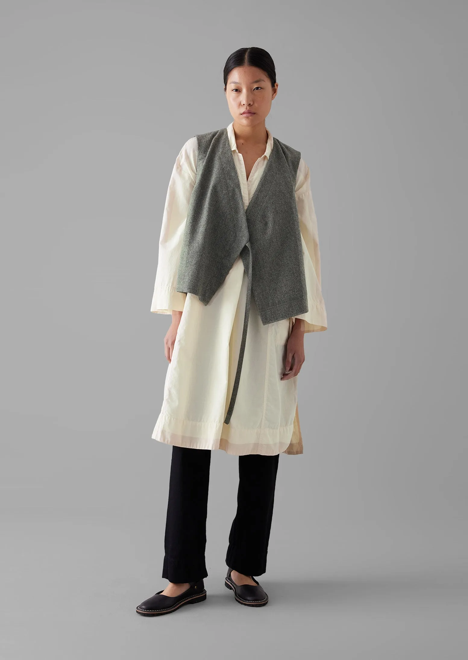 Wool Flannel Sleeveless Jacket | Grey Melange sold by TOAST product image thumbnail 4