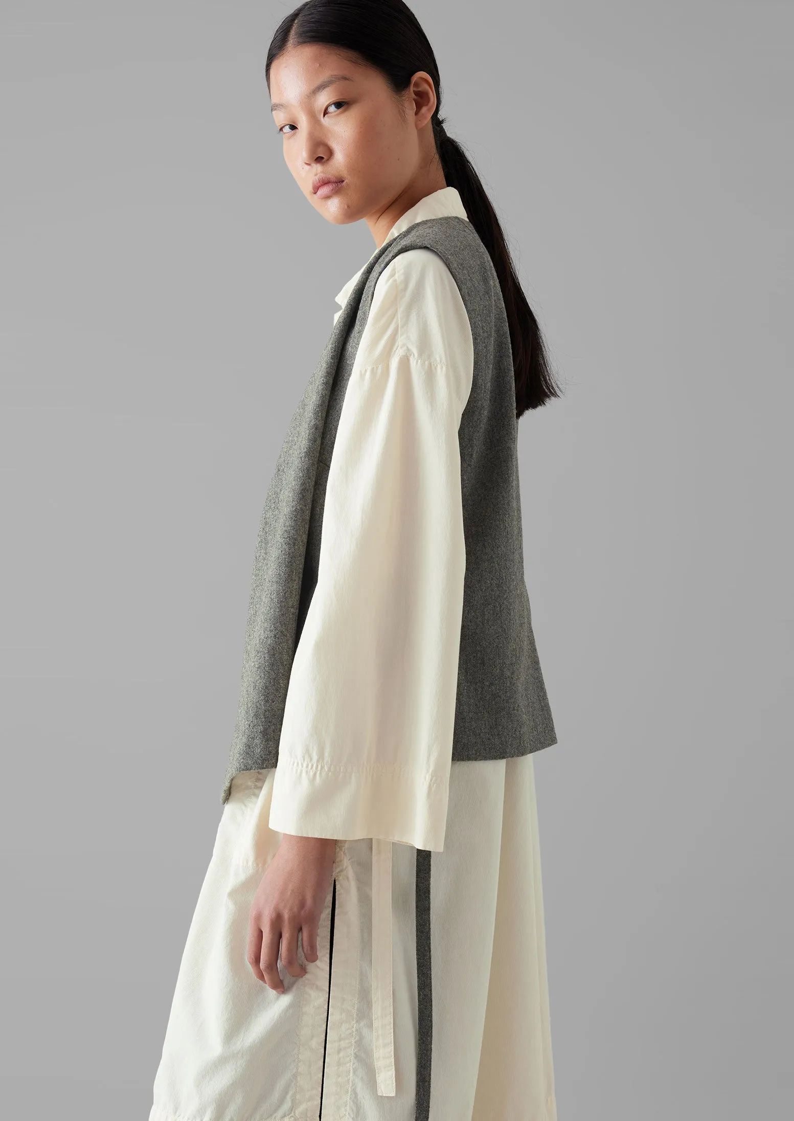 Wool Flannel Sleeveless Jacket | Grey Melange sold by TOAST product image thumbnail 5