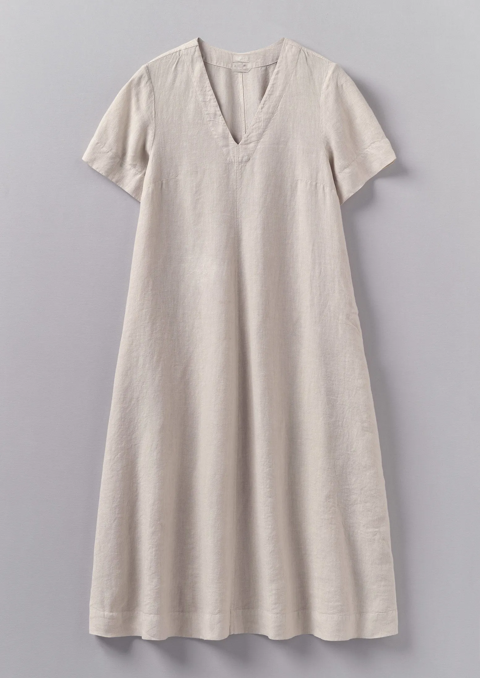 Garment Dyed Linen V-Neck Dress | Stone sold by TOAST