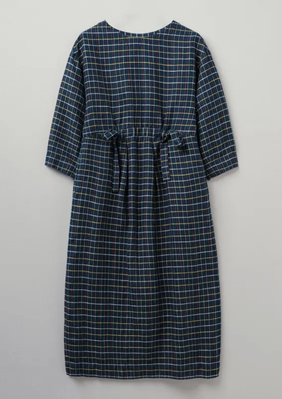 Craft Check Linen Dress | Midnight sold by TOAST